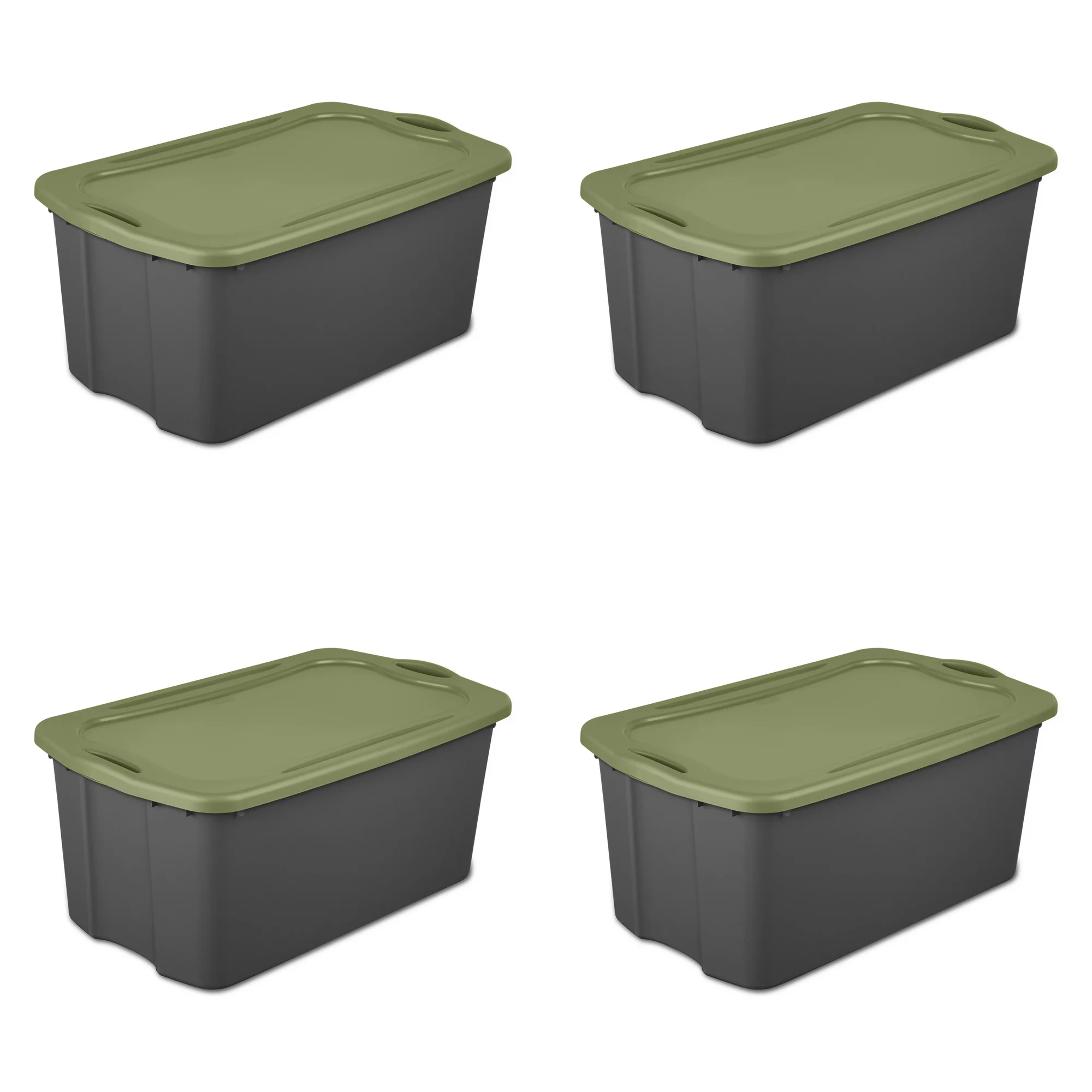 Sterilite 30 Gal. EZ Carry Plastic. Flat Gray/Sage Legume. Set of 4
