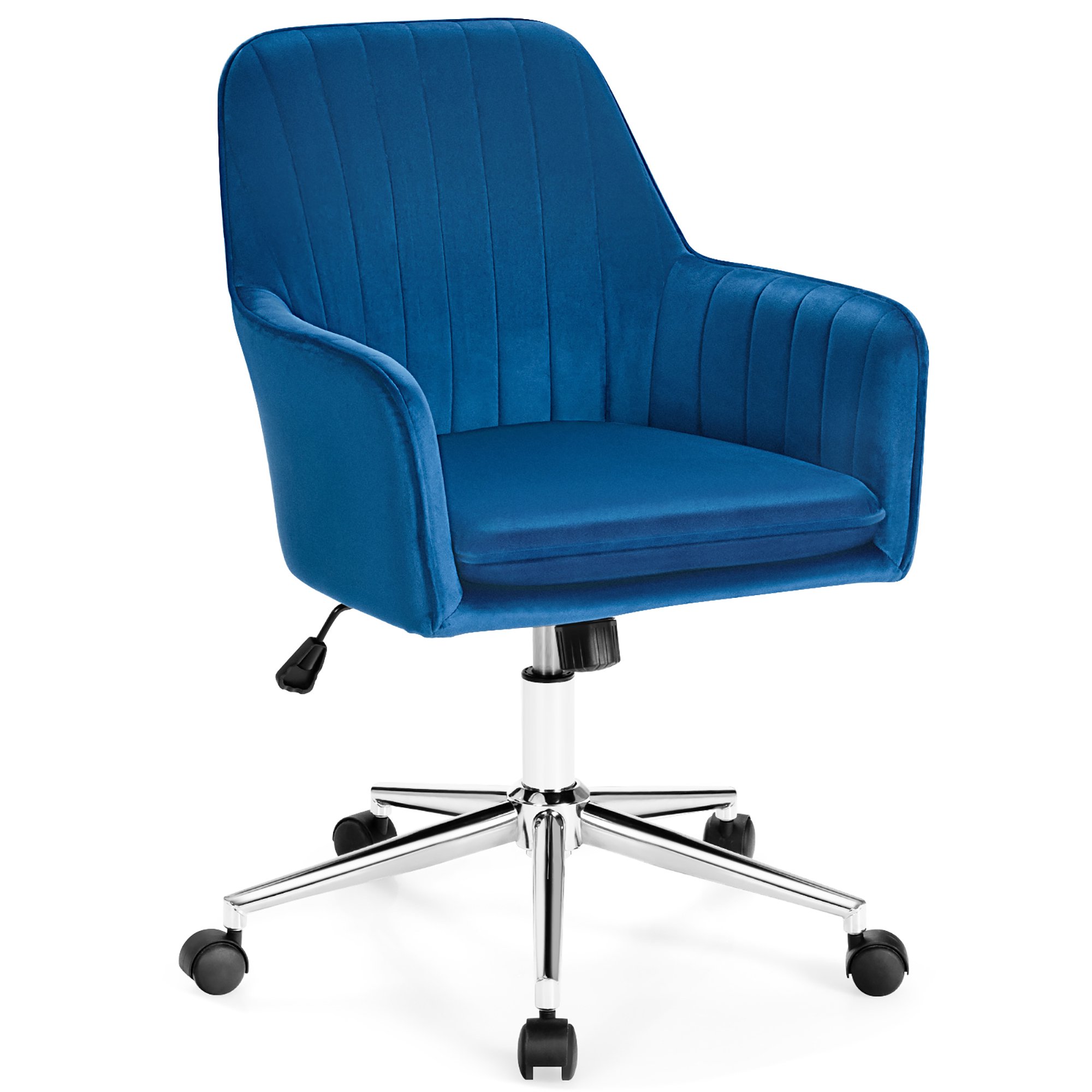 Costway Velvet Accent Office Armchair Adjustable Swivel Removable Cushion. Blue