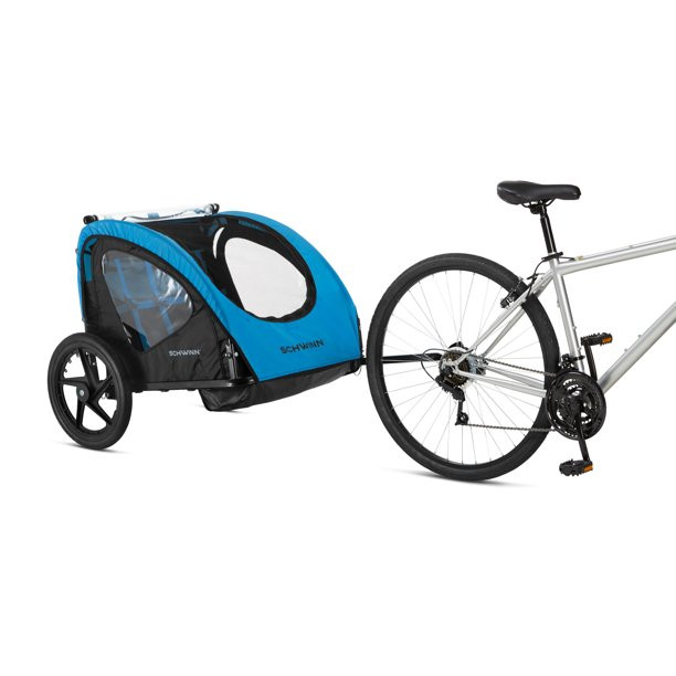 Schwinn Shuttle Foldable Bike Trailer. 2 Passengers. Blue / Black