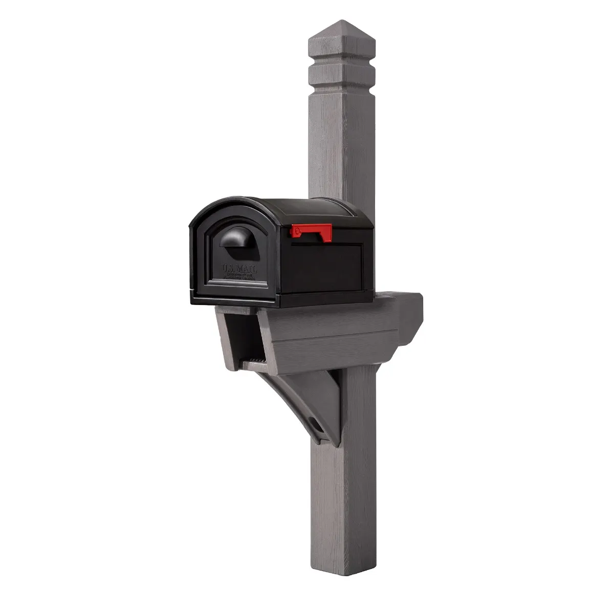 Step2 Highland Dark Cedar Mail Post & XL Black Mailbox