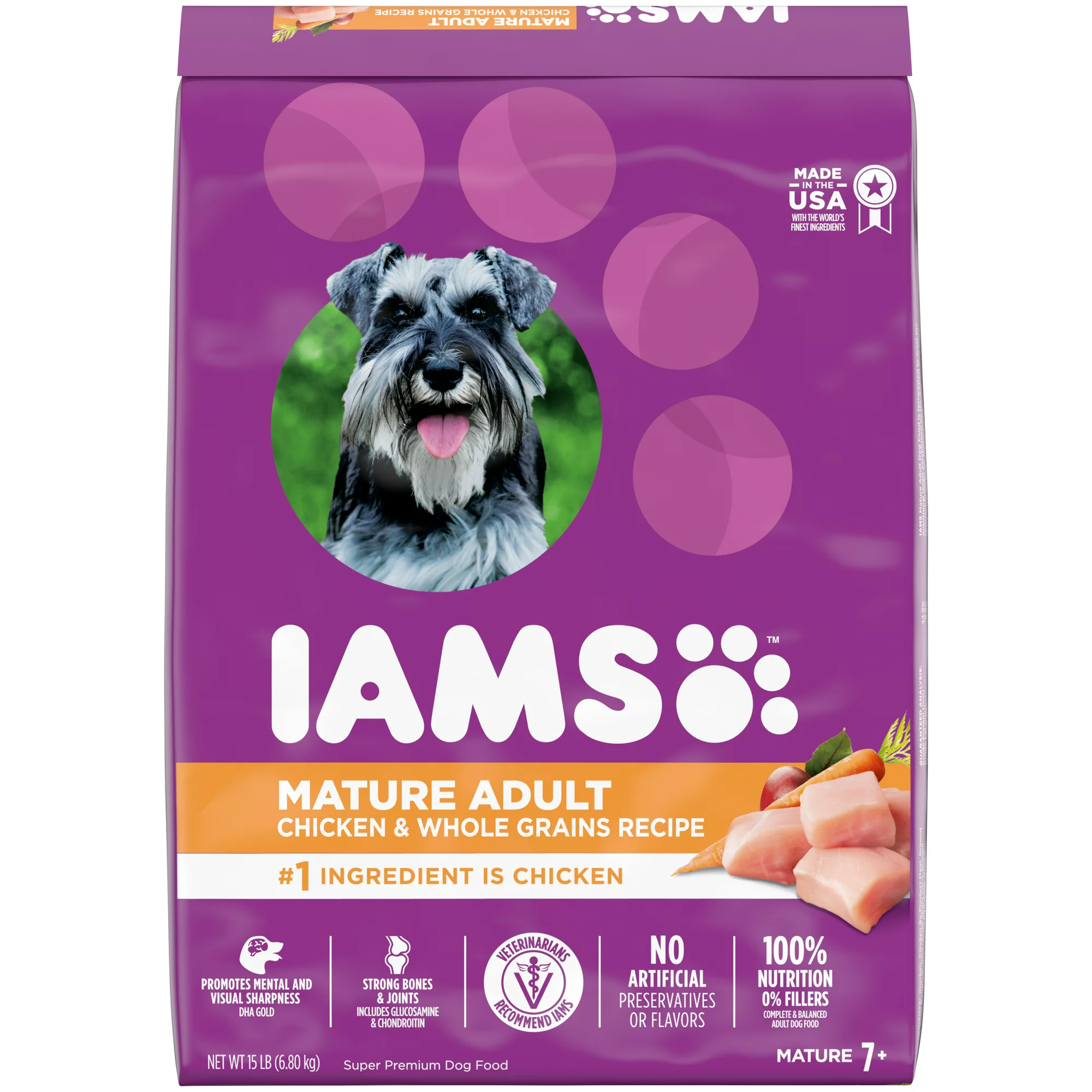 Iams Healthy Aging Real Chicken Dry Dog Food For Mature Dog. 15 Lb. Bag