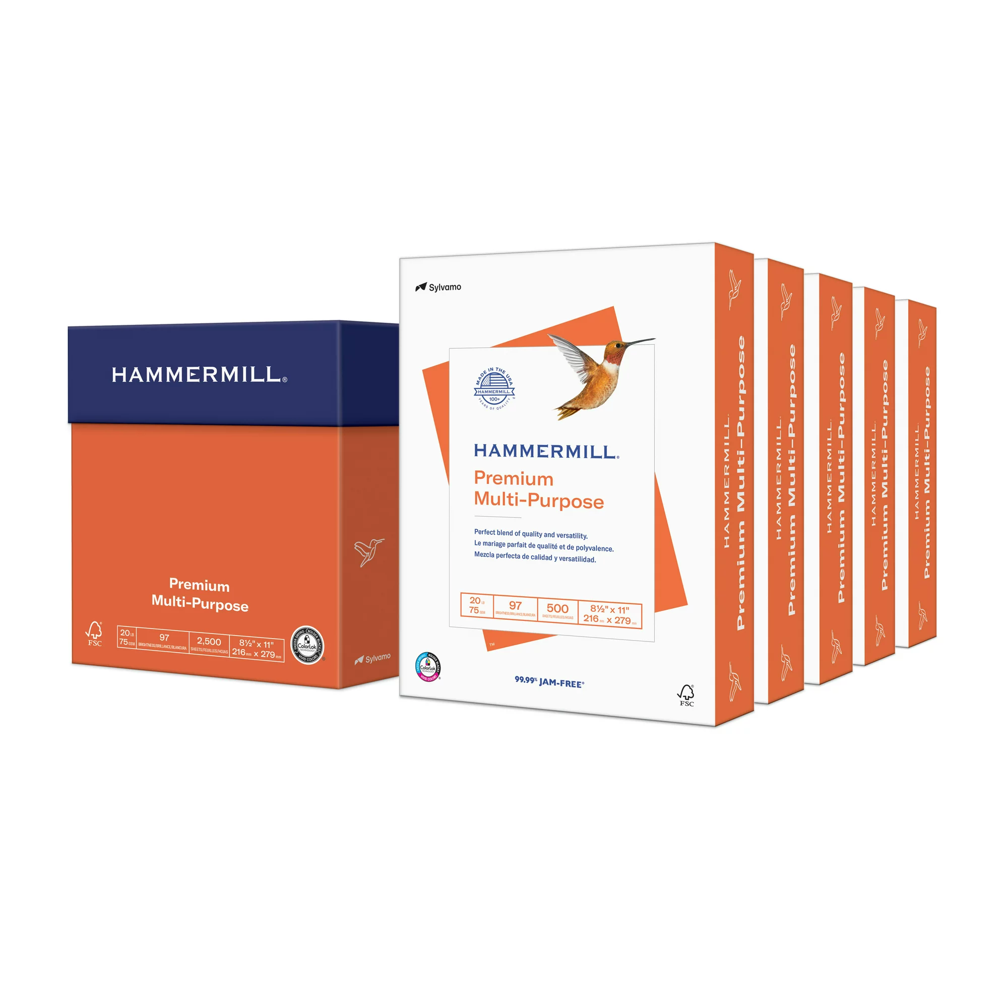 Hammermill 20 lb.. Premium Multipurpose Copy Paper. 8.5″ x 11″. 5 Reams