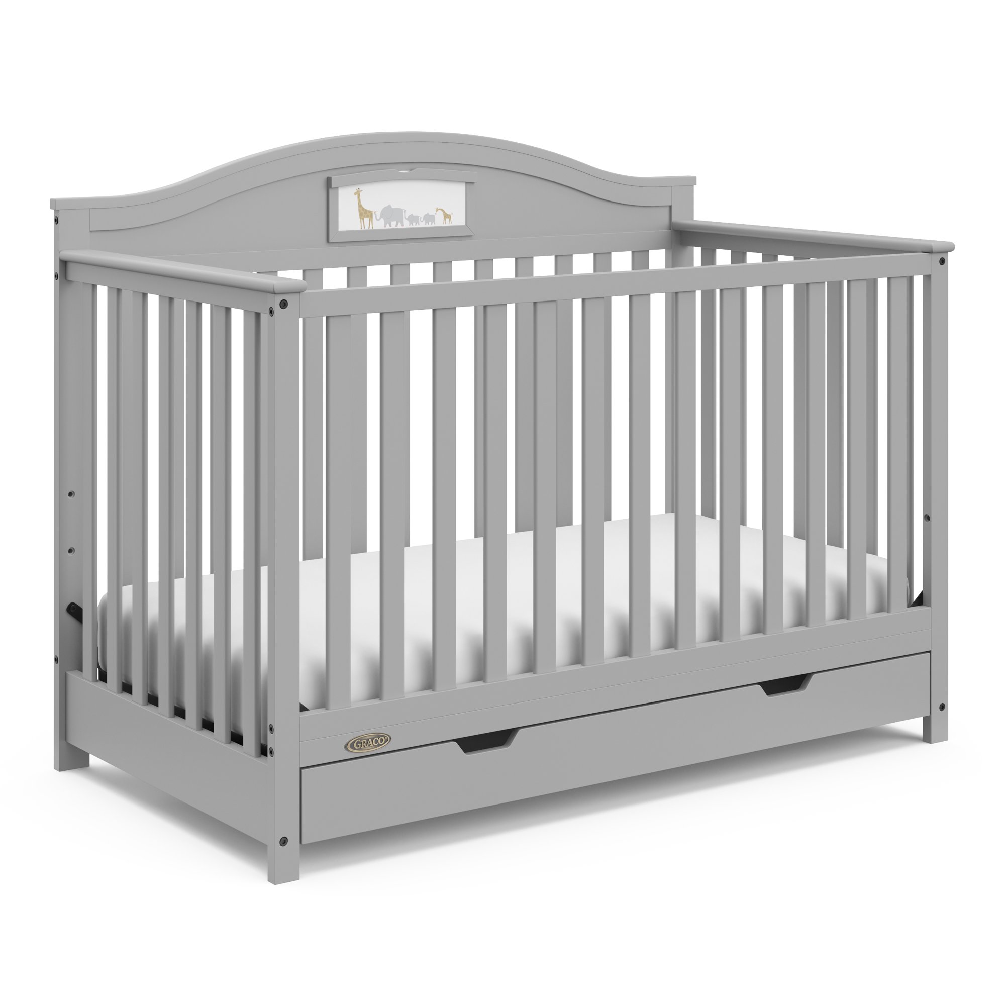 Graco Story Customizable 5-in-1 Convertible Crib with Drawer. Pebble Gray