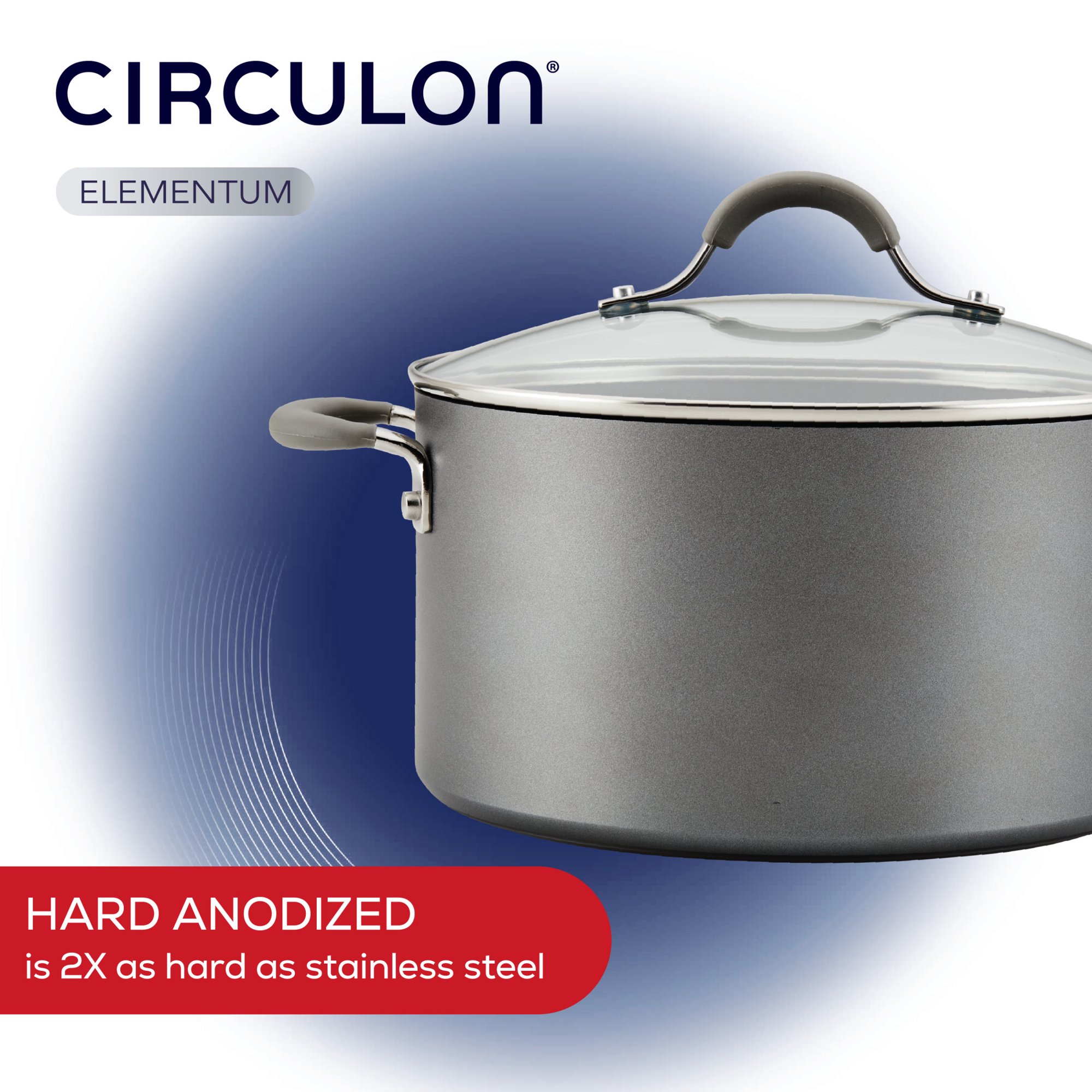 Circulon Elementum Hard-Anodized Nonstick Cookware Set. 10-Piece. Gray