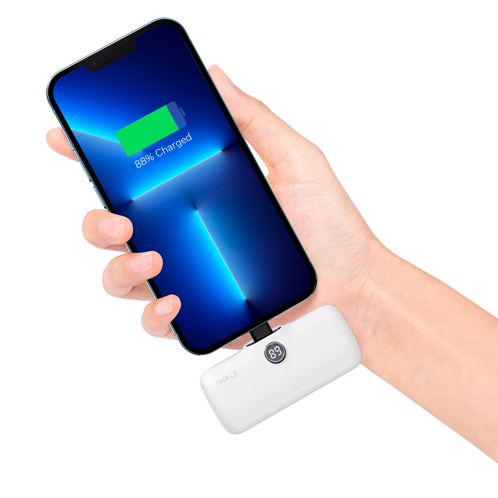 iWALK Portable Charger 4800mAh Power Bank Fast Charging. Compatible with iPhone. White