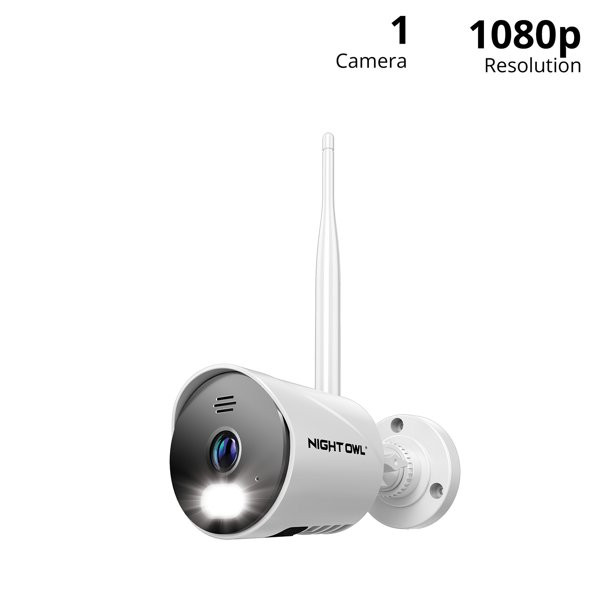 Night Owl Wi-Fi IP 1080p HD Spotlight Surveillance Bullet Cameras. 2-Way Audio Enabled. White