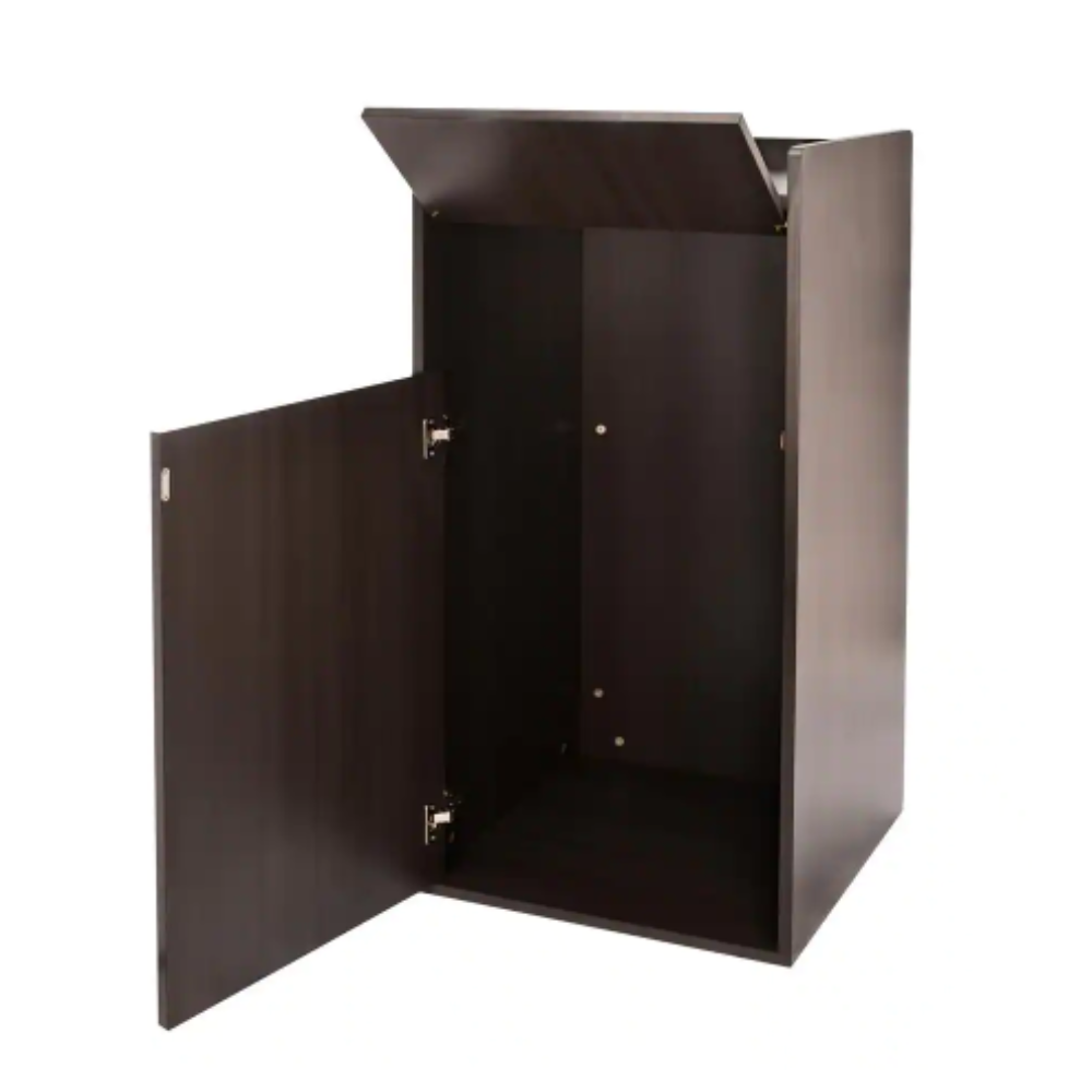 Alpine Industries 40 Gal. Black Wood Commercial Tray Top Waste Enclosure Trash Receptacle
