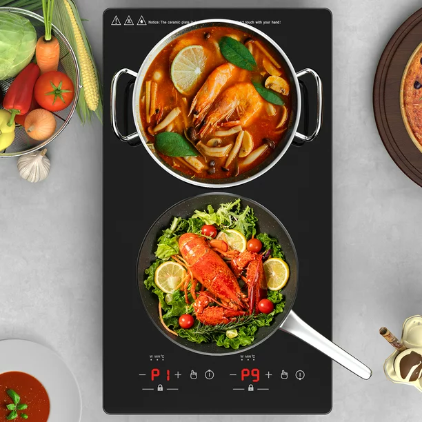QTYANCY Induction Cooktop. 12 Inch Built-in Electric Stove. LED Sensor Touch Screen Hot Plate