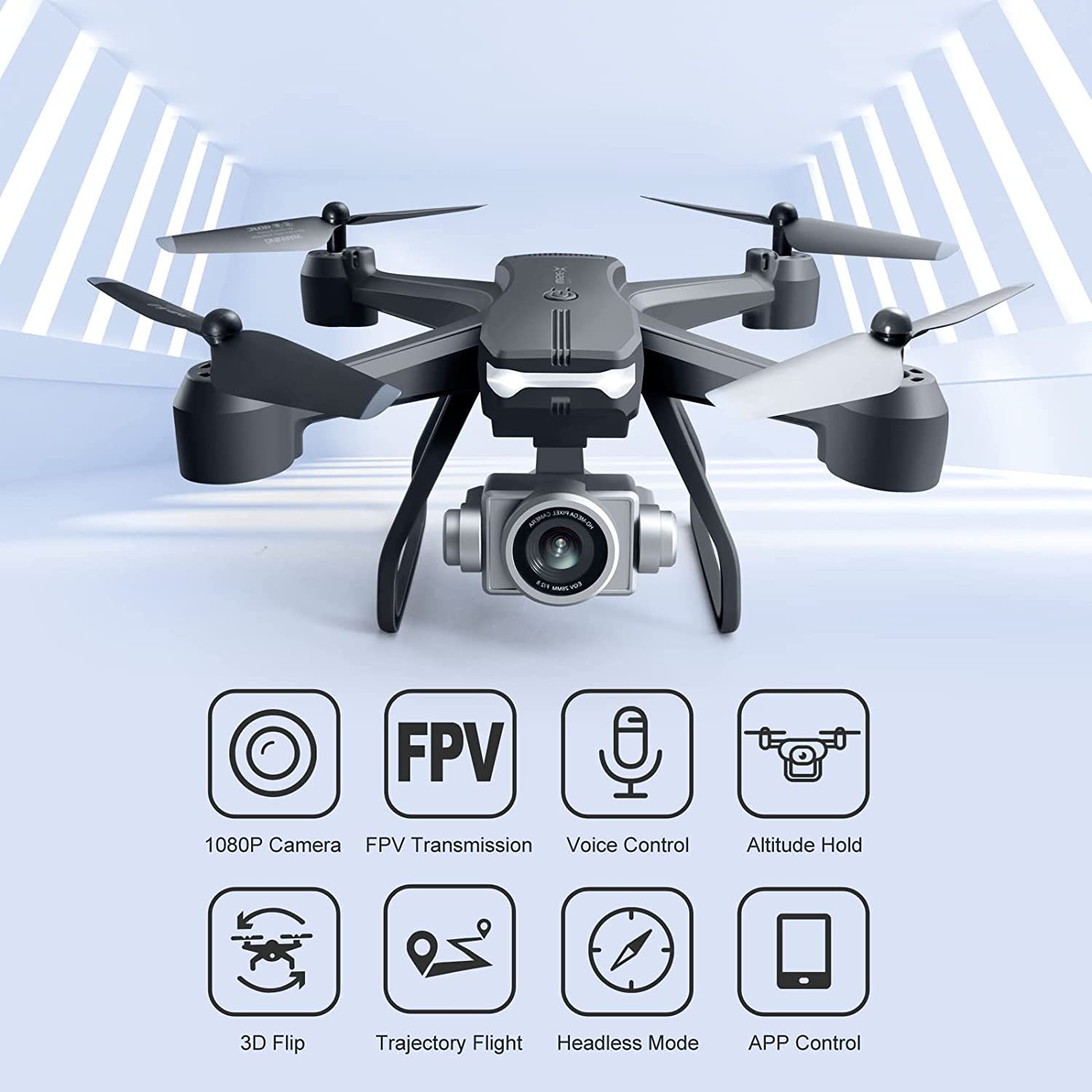 4DRC V14 Drone with 1080P HD Camera Live Video 120°Wide-Angle Wifi Altitude Hold. 3D Flip. 2 Batteries