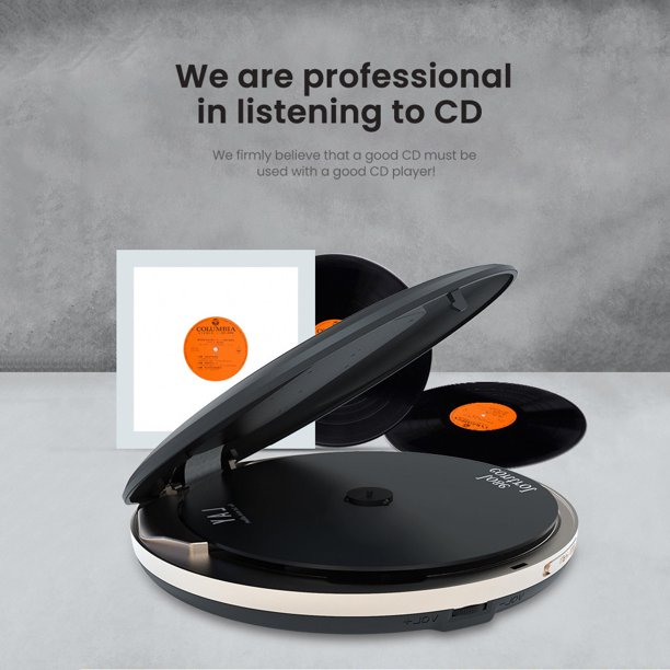 HOTT CD903TF Portable CD Player With Bluetooth FM Transmitter. Personal Compact Wireless HiFi CD Player