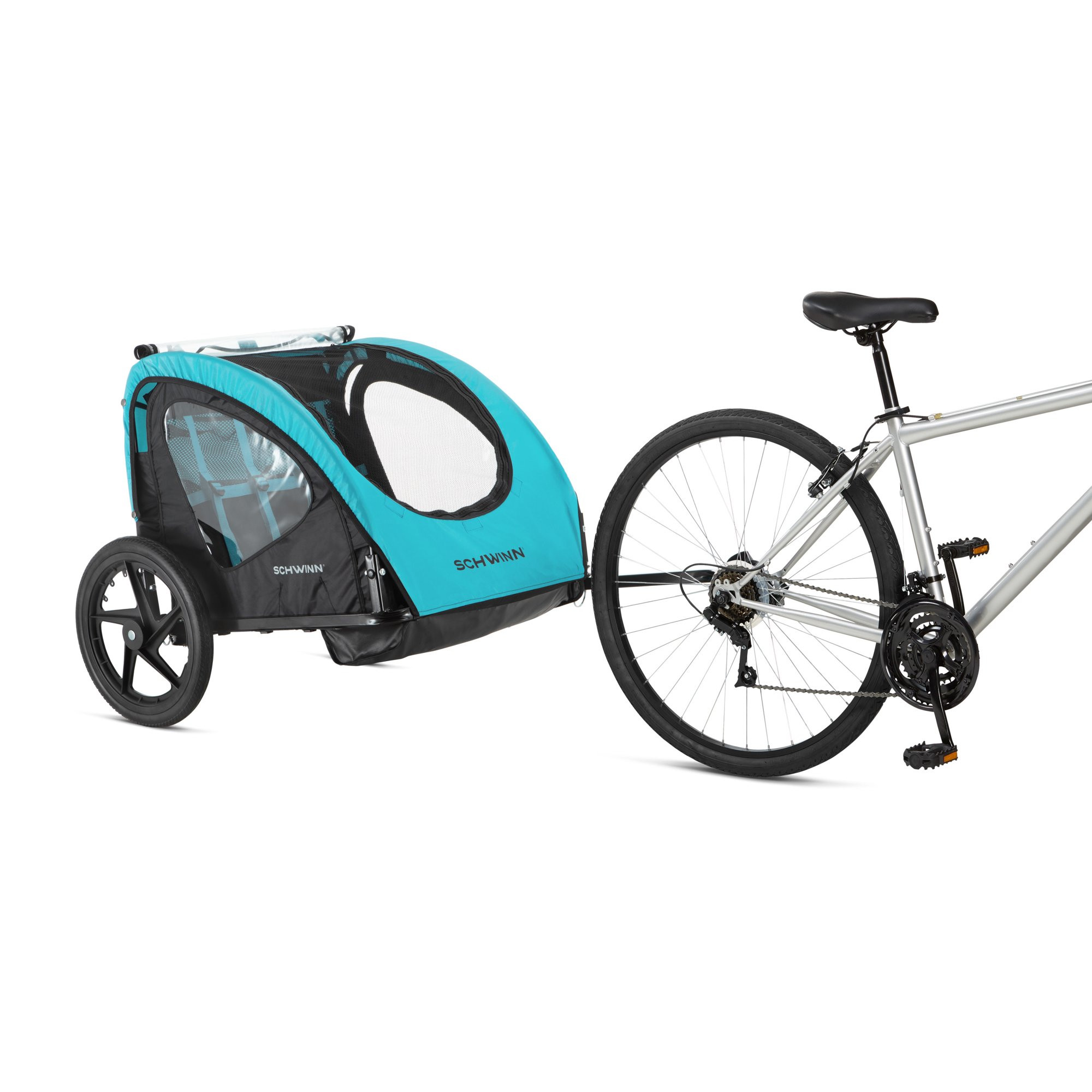 Schwinn Shuttle Foldable Bike Trailer. 2 Passengers. Teal/ Black