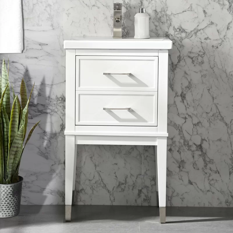 Everly Quinn Deon 20” Free-standing Single Bathroom Vanity. White