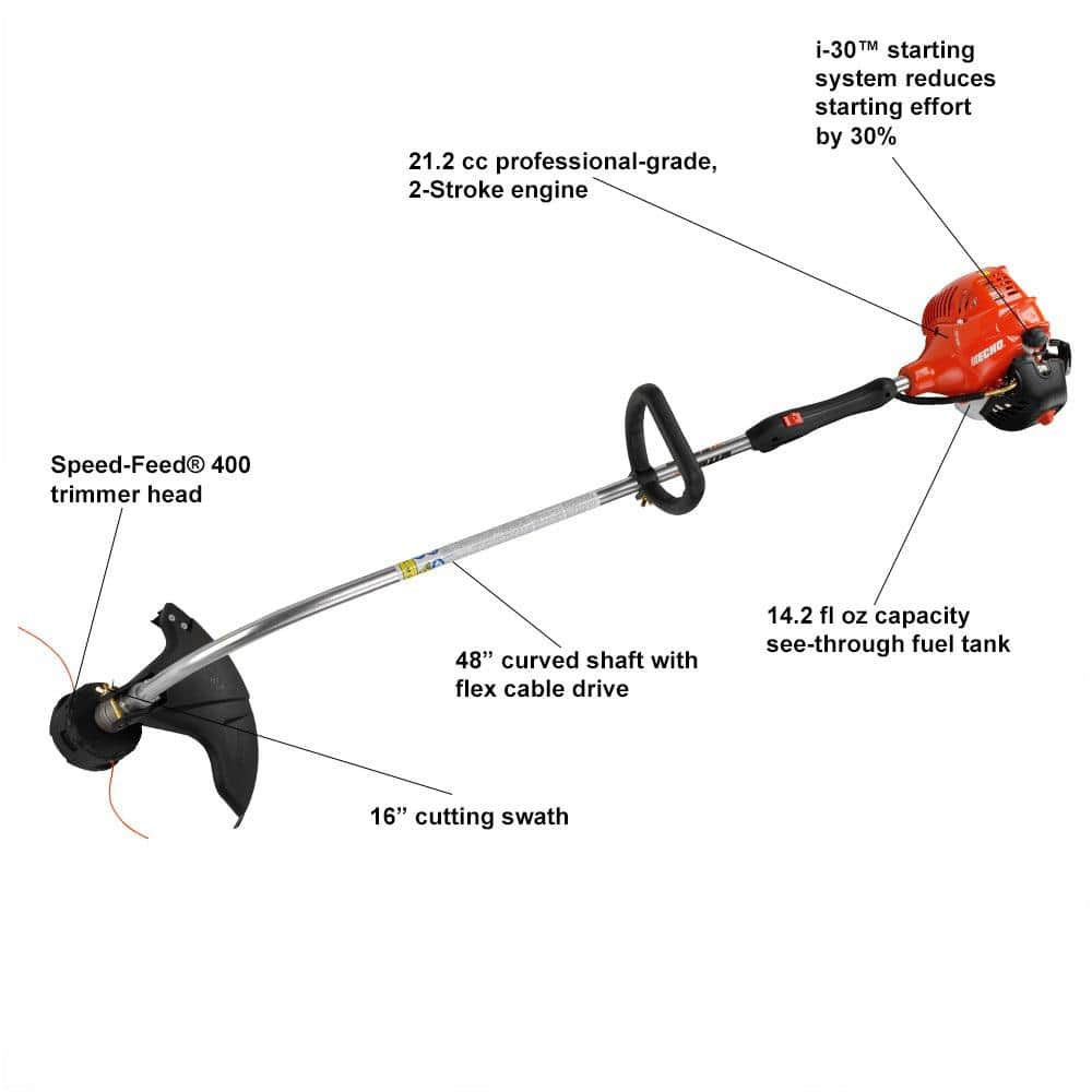 Echo 21.2 Cc Gas 2-Stroke Curved Shaft Trimmer With Speed-Feed Head