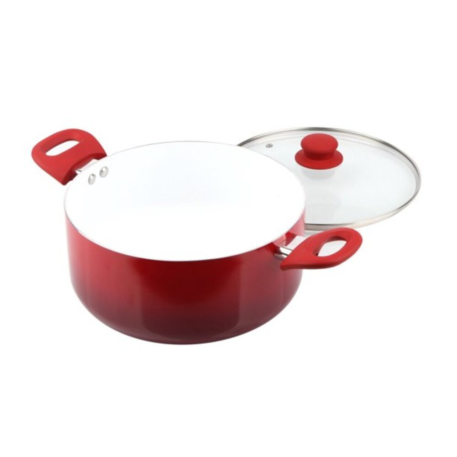 Mainstays Ceramic Nonstick 12 Piece Cookware Set. Red Ombre. Hand Wash Only