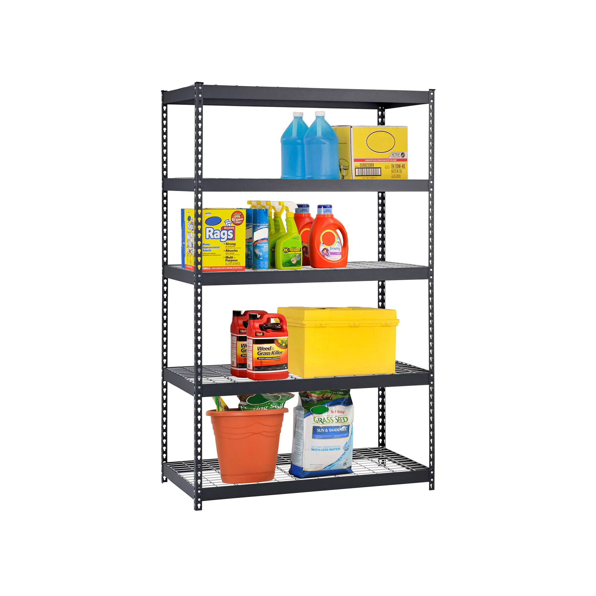 Muscle Rack 48W x 24D x 72H 5-Tier Steel Shelving. Black. 5000 lbs. Capacity