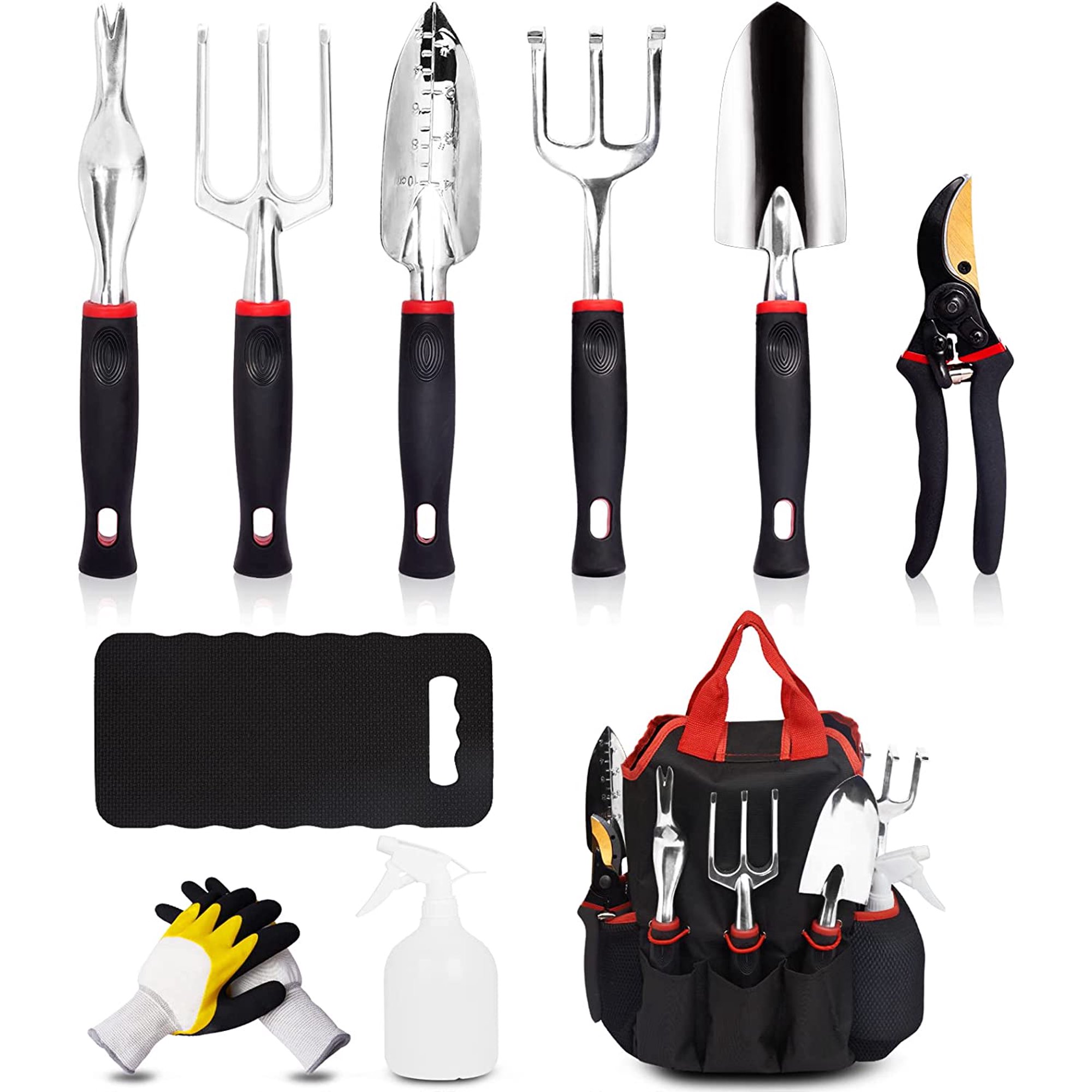 Mechrevo Heavy Duty Aluminum Garden Tools Set 10pcs. Storage Tote Bag