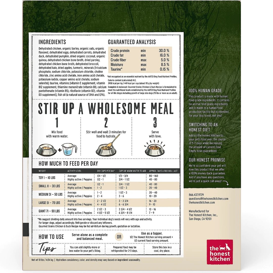 The Honest Kitchen Gourmet Grains Chicken & Duck Recipe Dehydrated Dog Food. 10-lb box