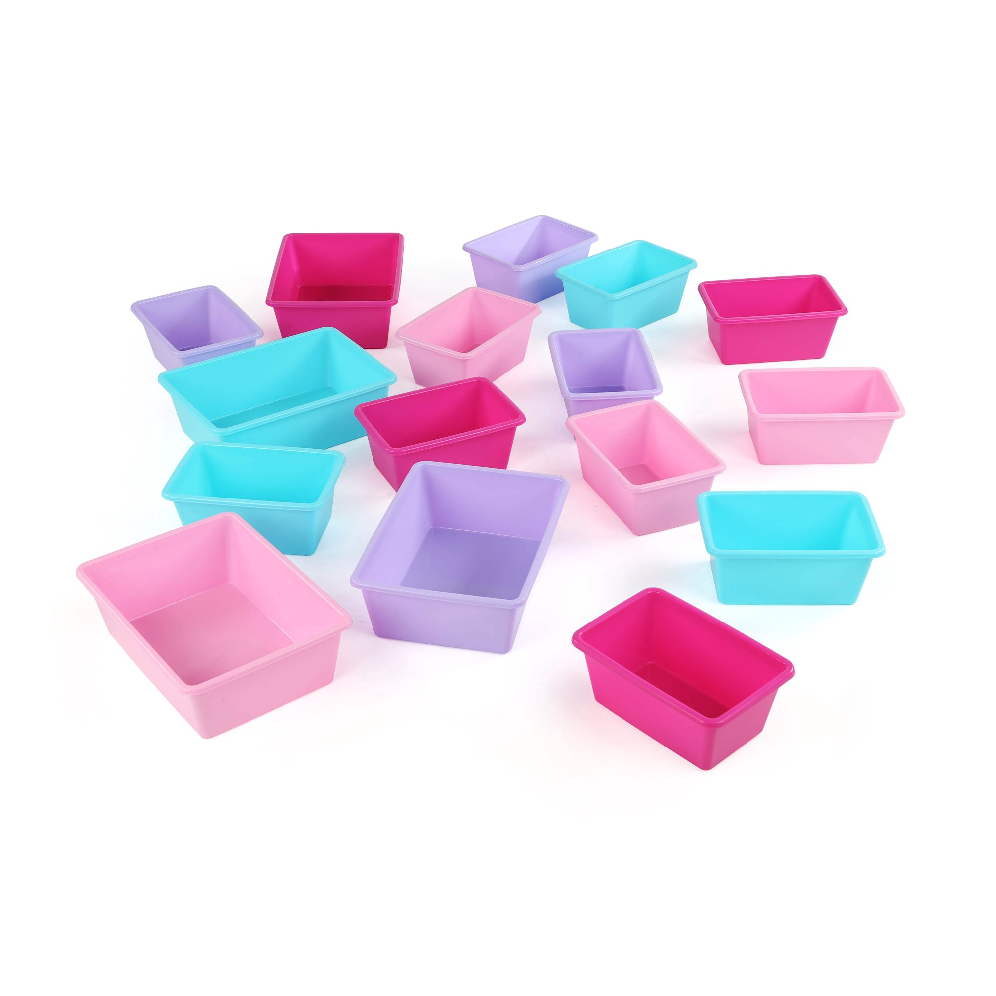 Humble Crew White/Pink Kids Toy Storage Organizer with 16 Plastic Bins