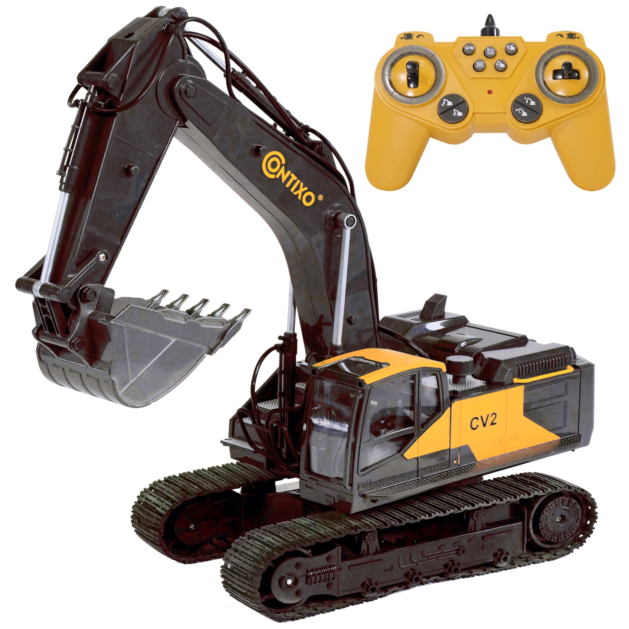 Contixo Remote Control Excavator 17 Channels Construction Vehicles with Metal Shovel RC. Rechargeable Battery CV2