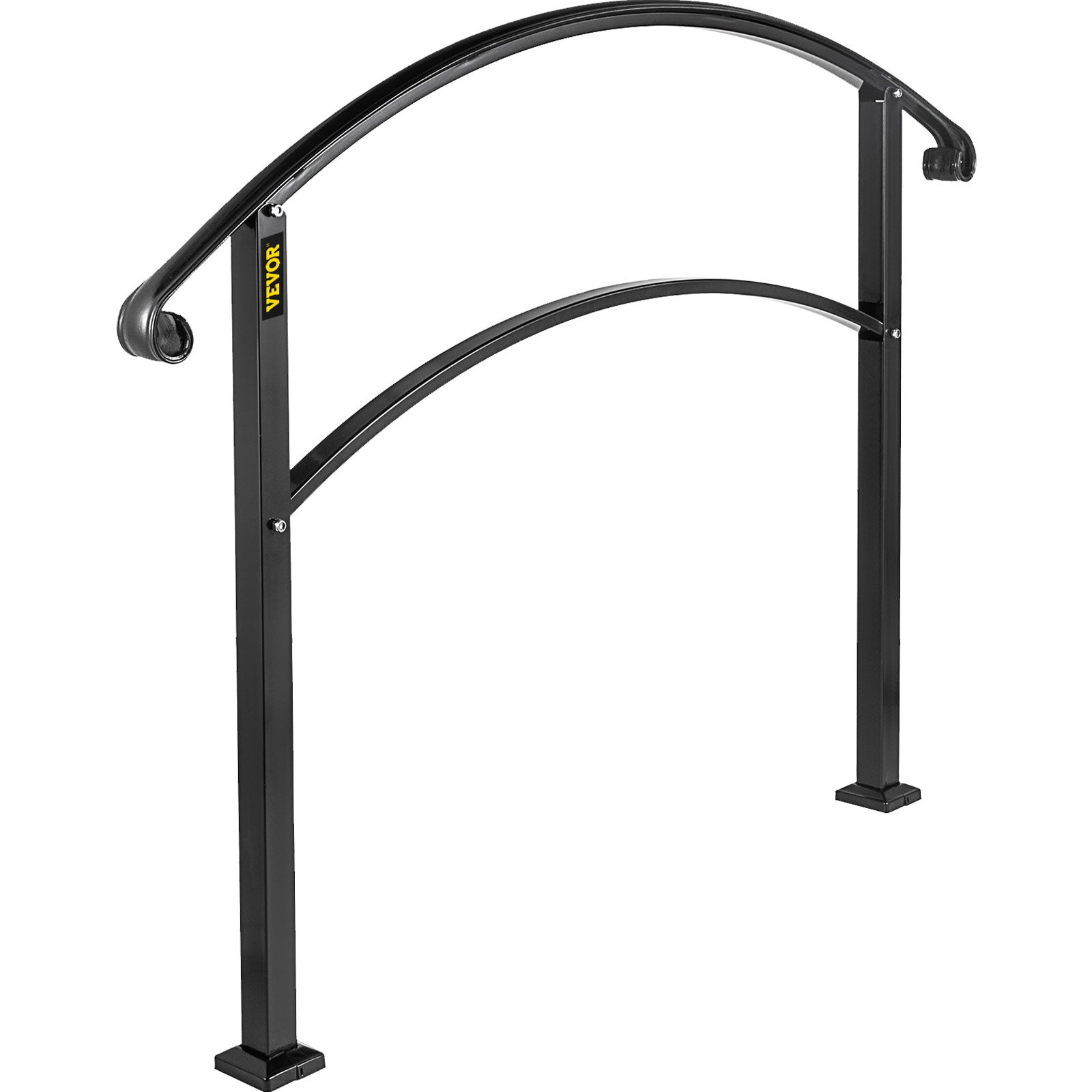 Vevor 4-Step Adjustable Handrail Fits 3 or 4 Steps Stair Rail Wrought Iron Handrail. Matte Black