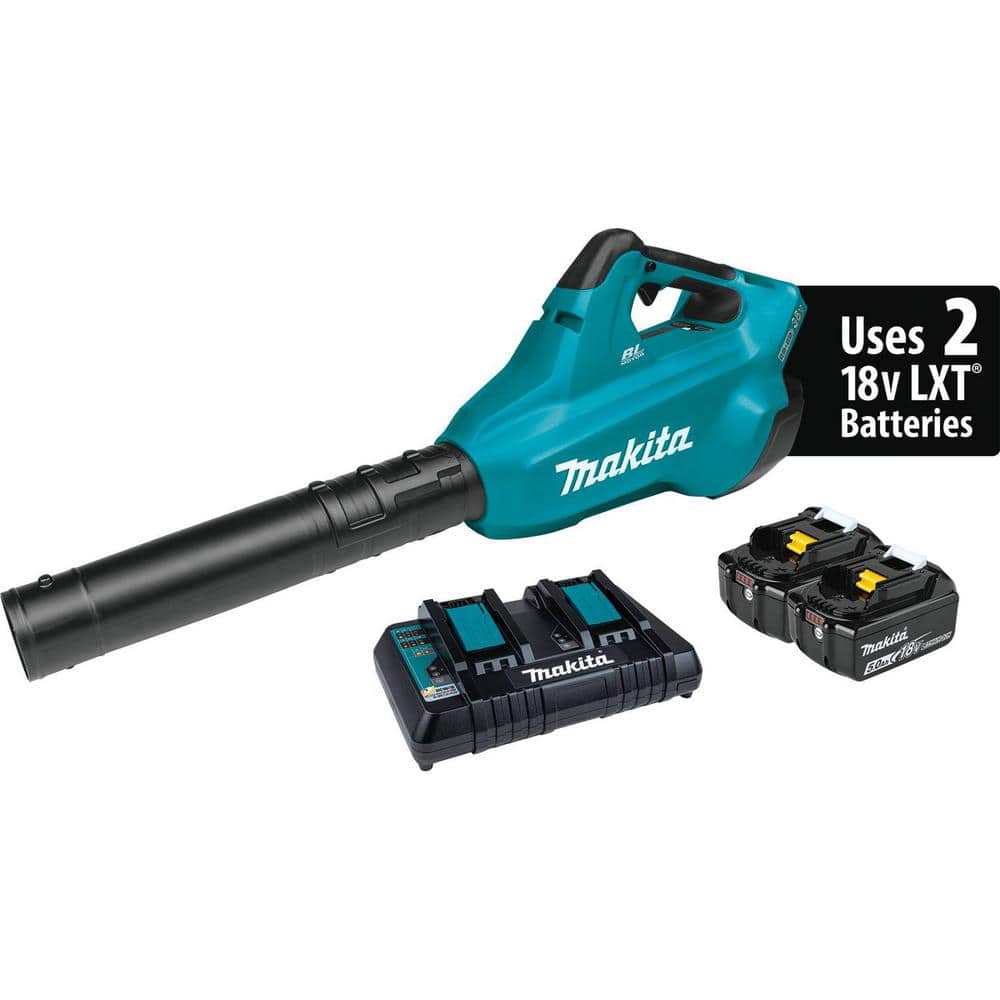 Makita 120 MPH 473 CFM 18-Volt X2 (36-Volt) LXT Lithium-Ion Brushless Cordless Blower Kit With 2 Batteries 5.0Ah And Charger