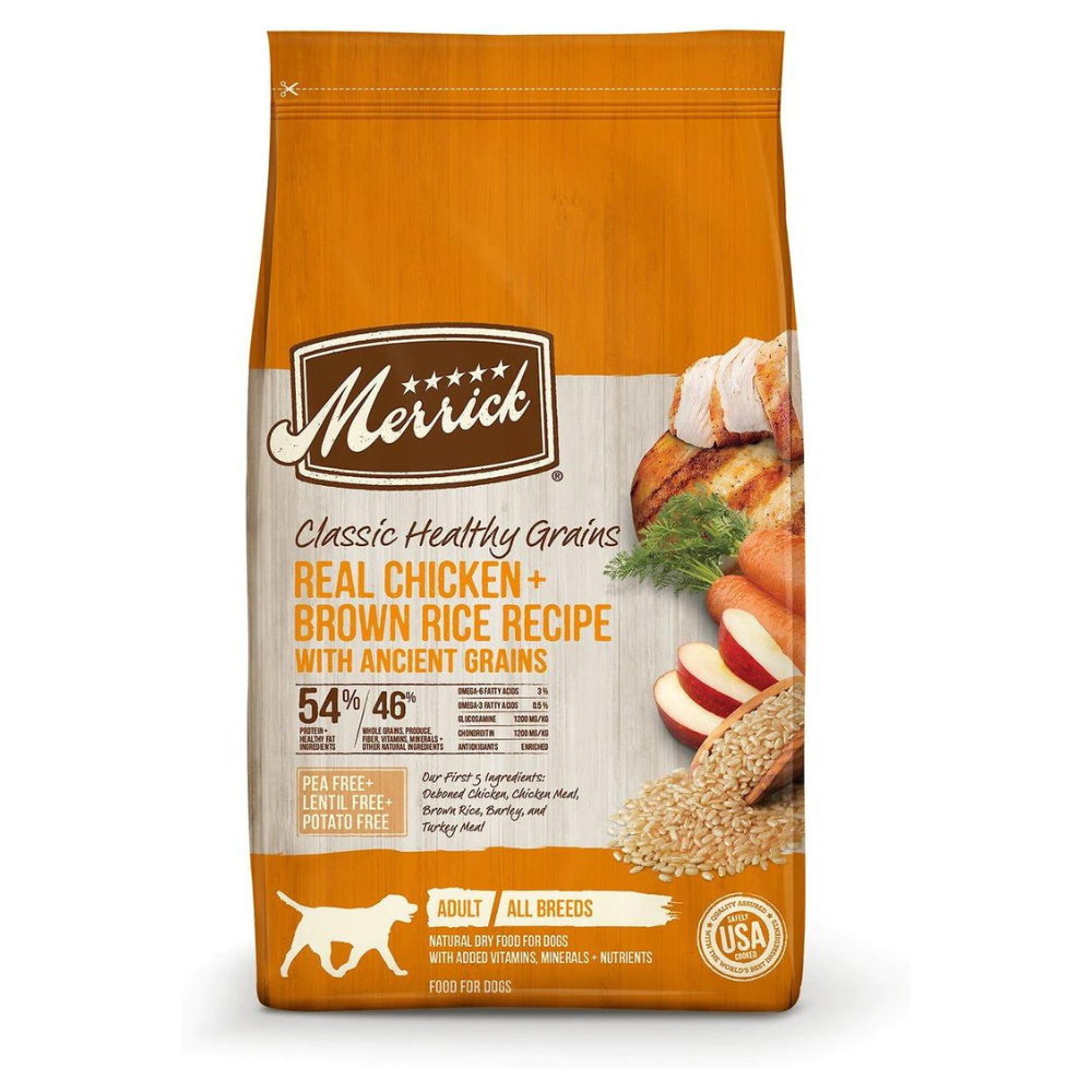 Merrick Classic Healthy Grains Real Chicken + Brown Rice. 12-lb bag