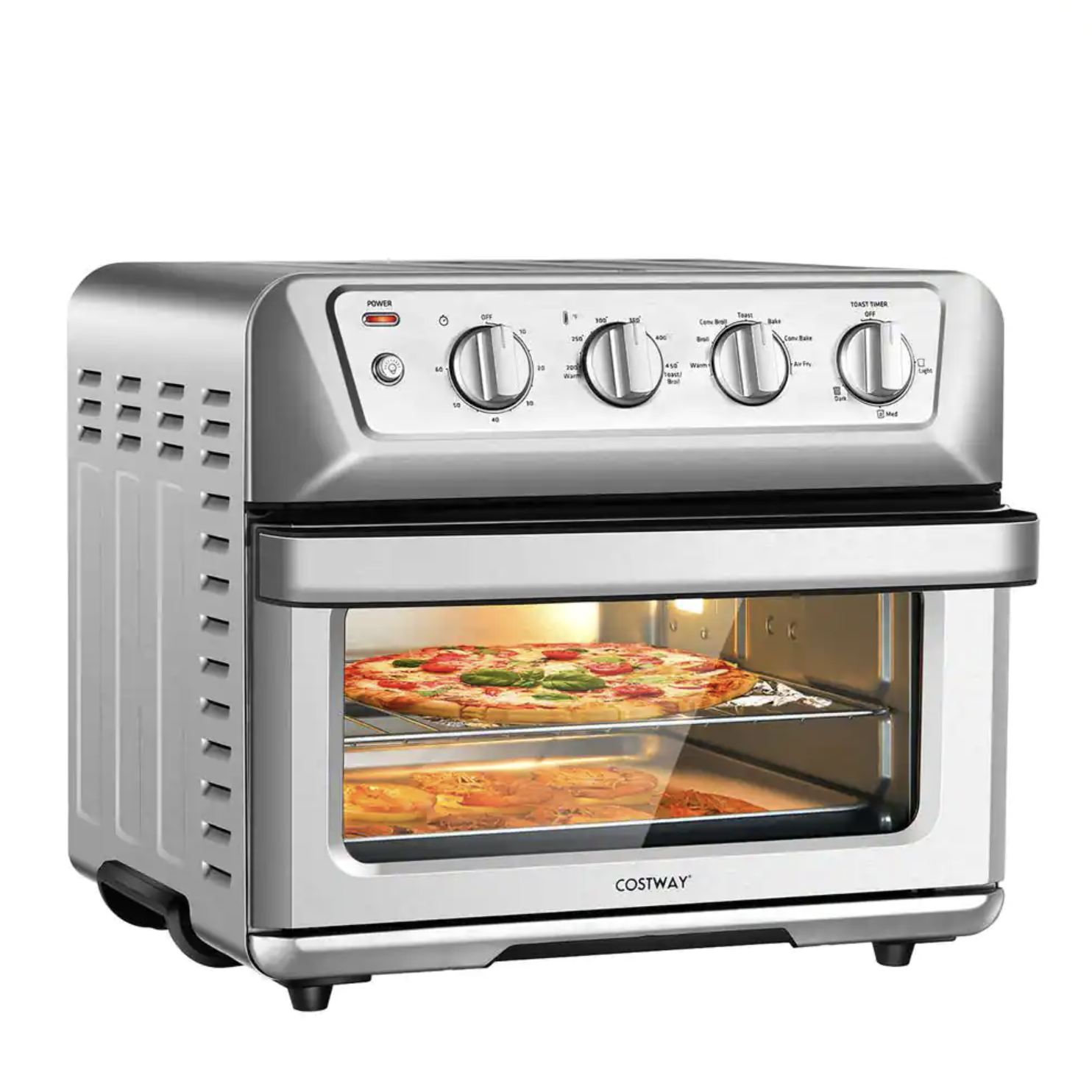 Costway 21.5 Qt. Silver Air Fryer Toaster Oven 1800-Watt Countertop Convection Oven with Recipe