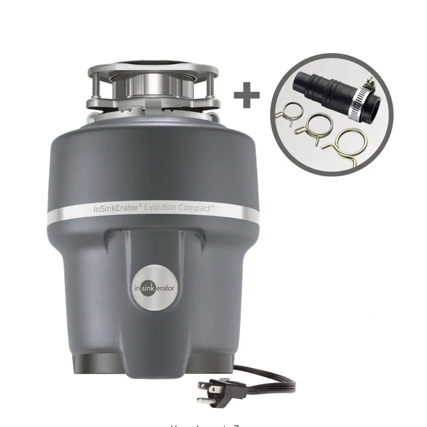 InSinkErator Evolution Compact Lift & Latch Quiet Series 3/4 HP Continuous Feed Garbage Disposal w/ Power Cord & Dishwasher Connector