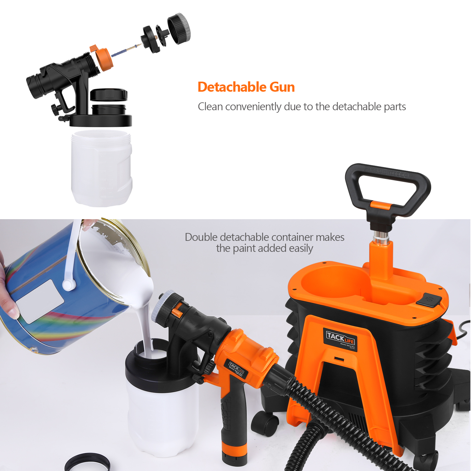 Tacklife Paint Sprayer With 1200W High Power. 1200ml Containers Electric Spray Paint Gun. SGP17AC