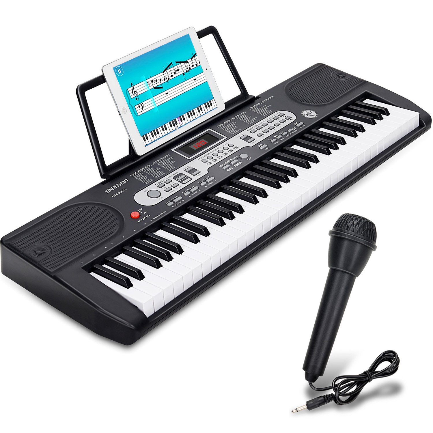 Skonyon 61 Key Portable Electric Piano Keyboard With Microphone
