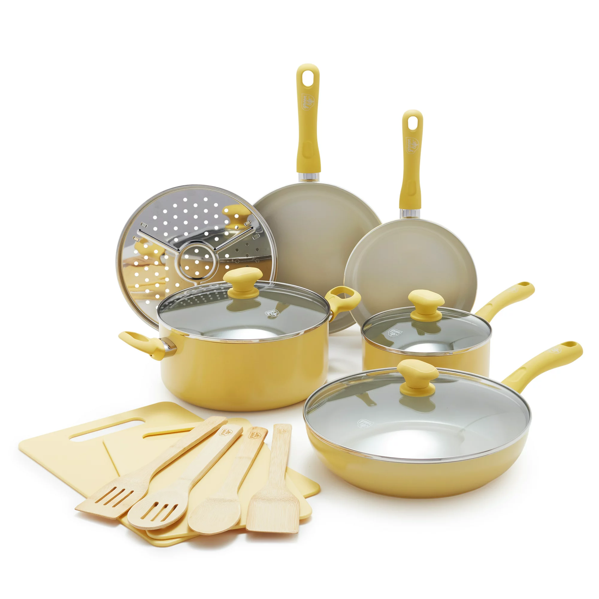 GreenLife Ceramic Nonstick Yellow 15pc Set