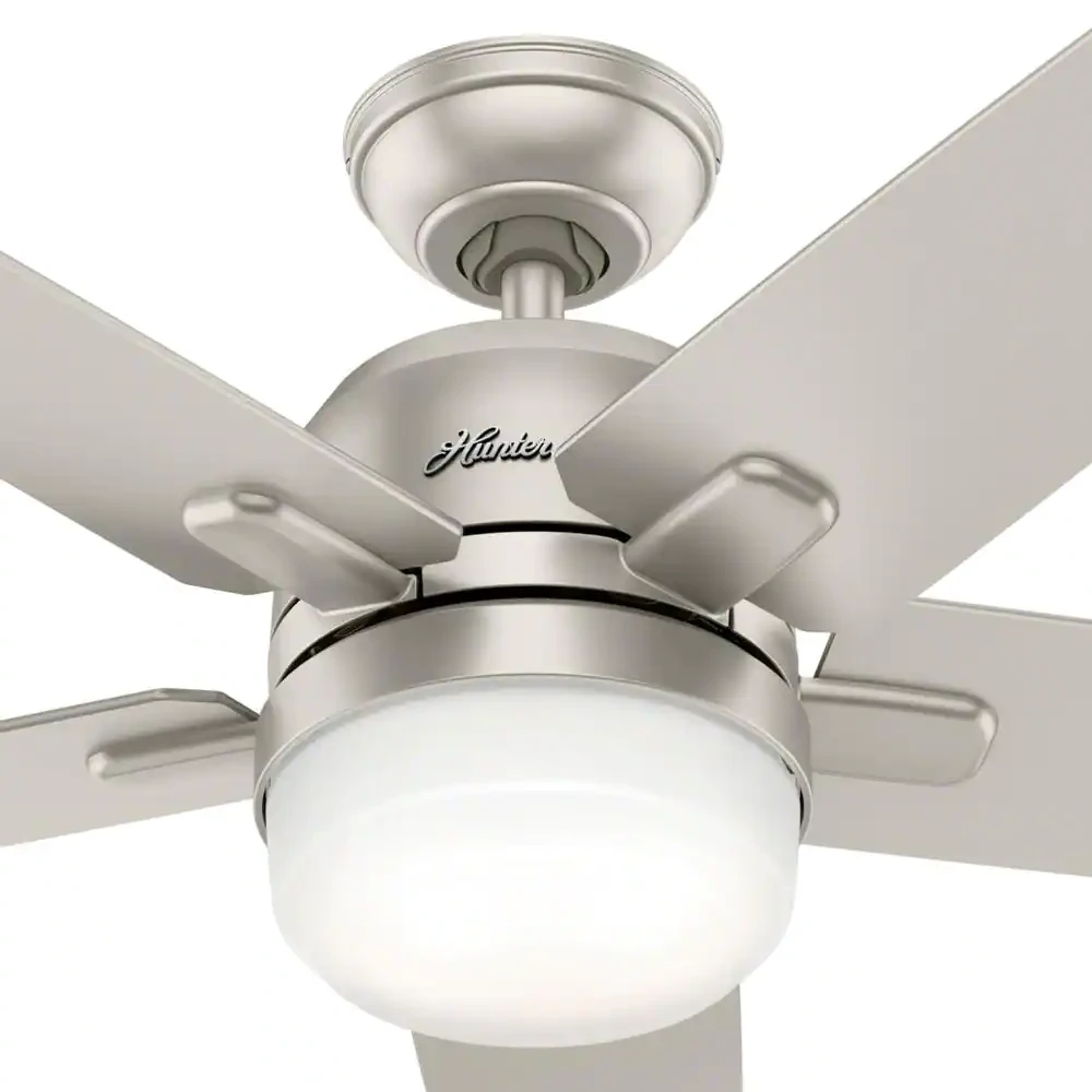 Hunter Cavera II 52 in. Indoor Matte Nickel Wifi-Enabled Smart Ceiling Fan With Light Kit & Remote