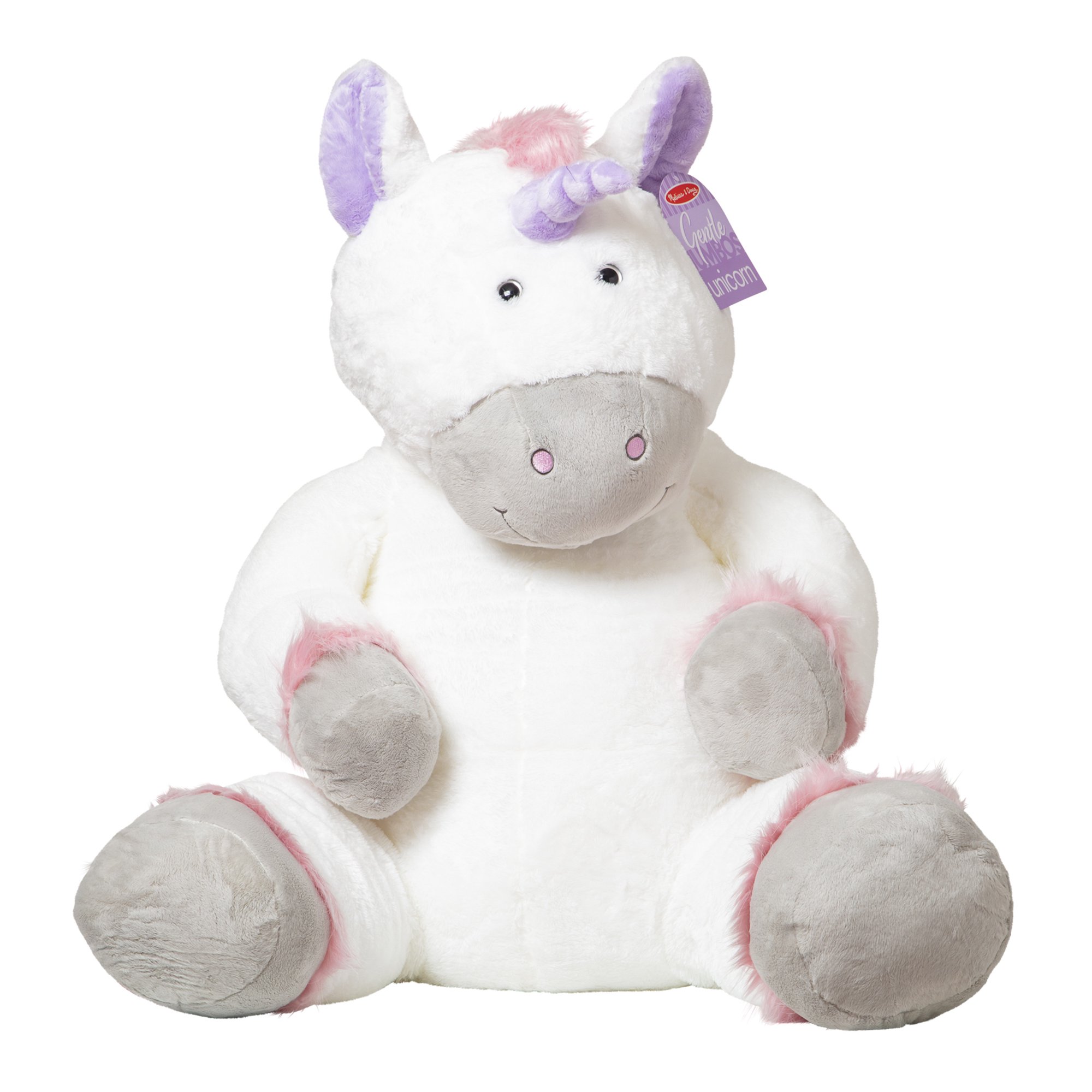 Melissa & Doug Gentle Jumbos Unicorn Giant Stuffed Plush Animal. Sits Nearly 3-Feet Tall