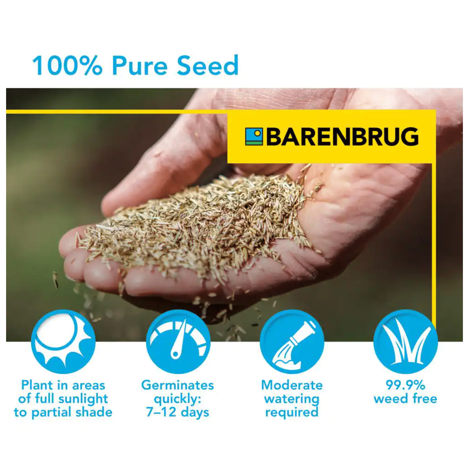 Barenbrug 25 lbs. 8.300 sq. ft. Turf Sense Sun and Shade Mix Grass Seed