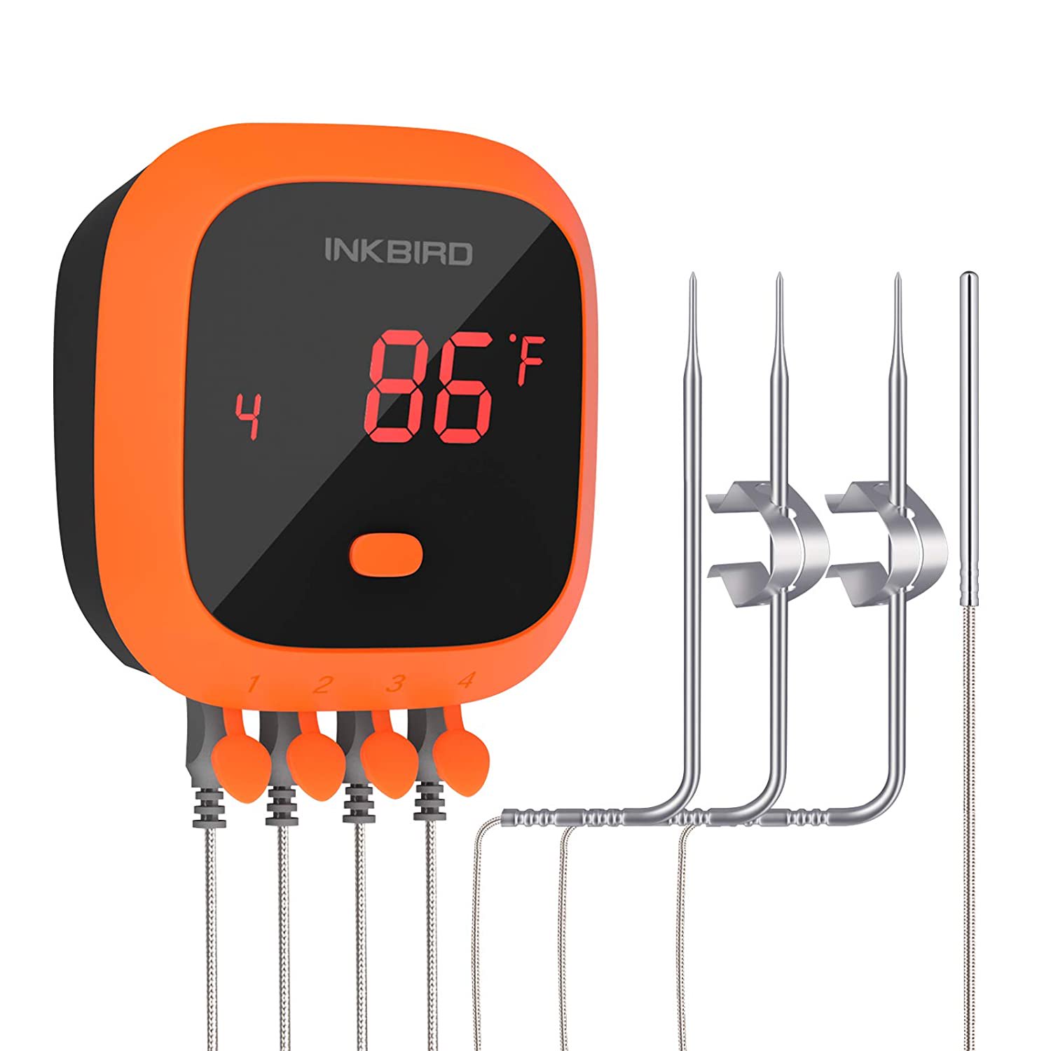 Inkbird Waterproof Rechargeable Bluetooth Meat Thermometer IBT-4XC. 4 Probes BBQ Grill Thermometer