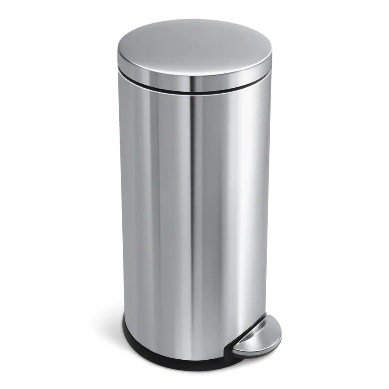 simplehuman 30-Liter Fingerprint-Proof Brushed Stainless Steel Round Step-On Trash Can