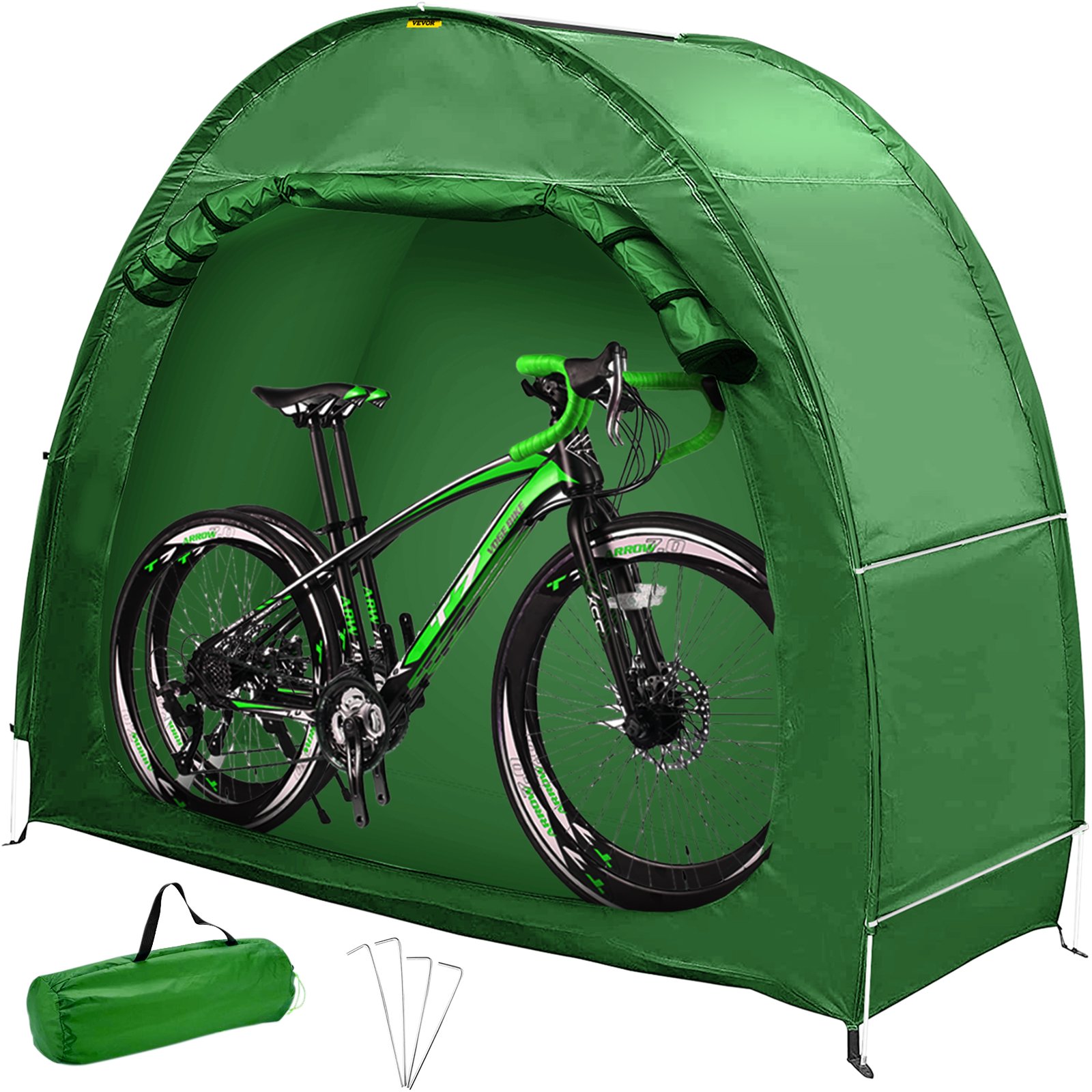 Vevor Bike Cover Storage Tent. Outdoor Waterproof Portable For 2 Bikes. Green