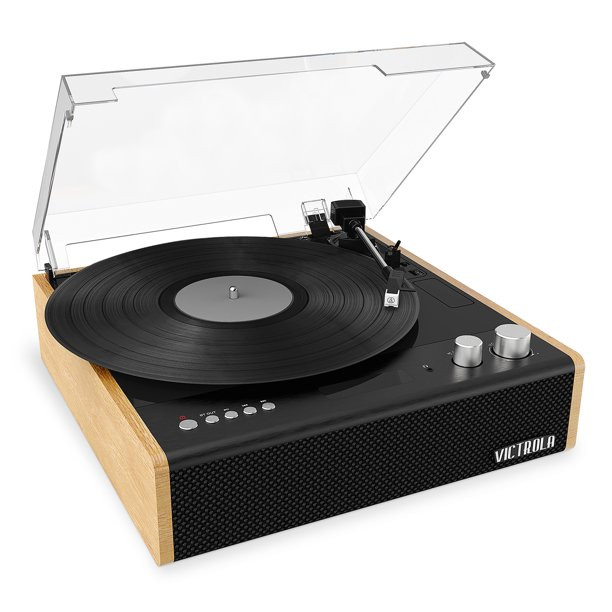 Victrola Eastwood 3-Speed Bluetooth Turntable With Built-In Speakers And Dust Cover. Black VTA72BAM