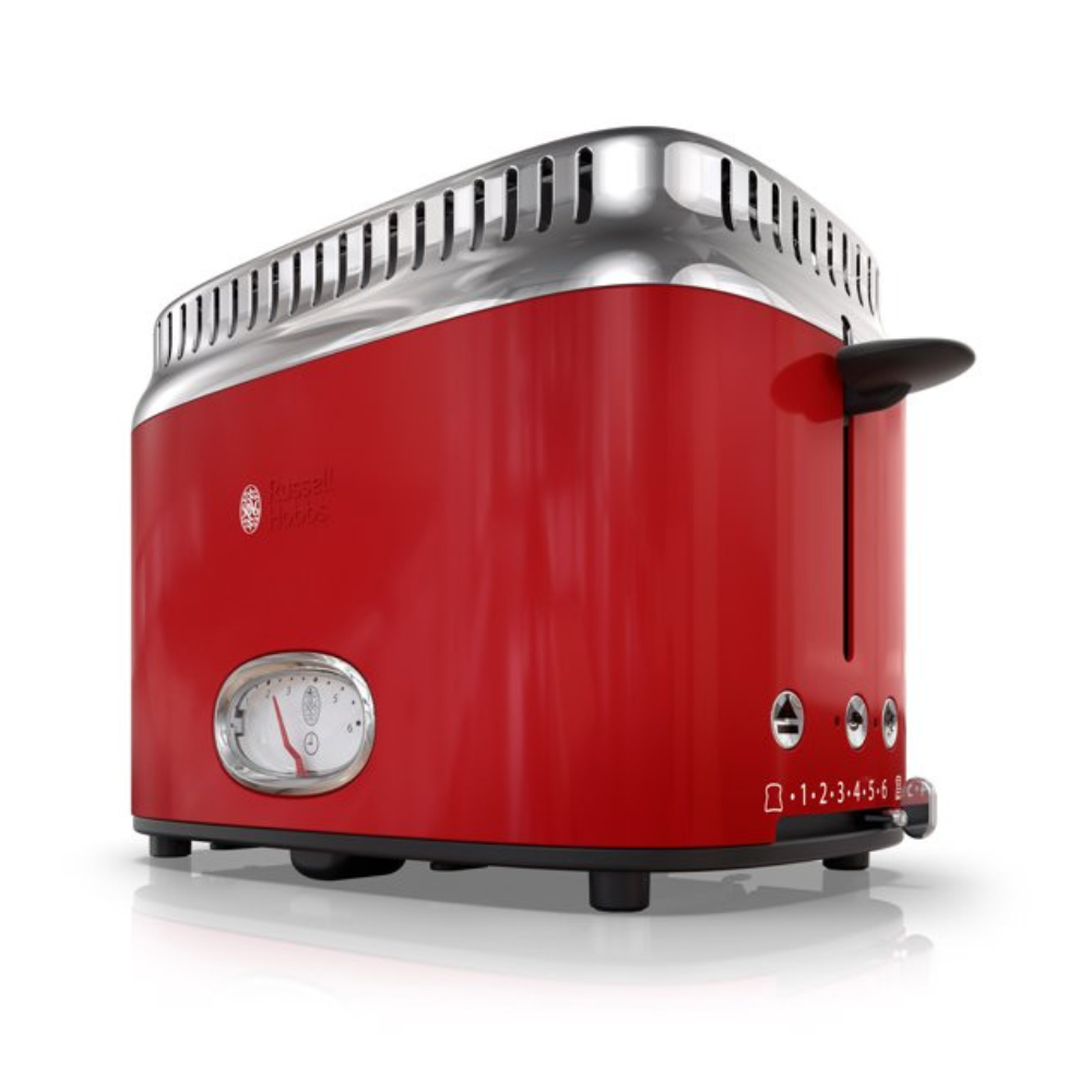 Russell Hobbs Retro Style 2-Slice Toaster. Red. TR9150RDR