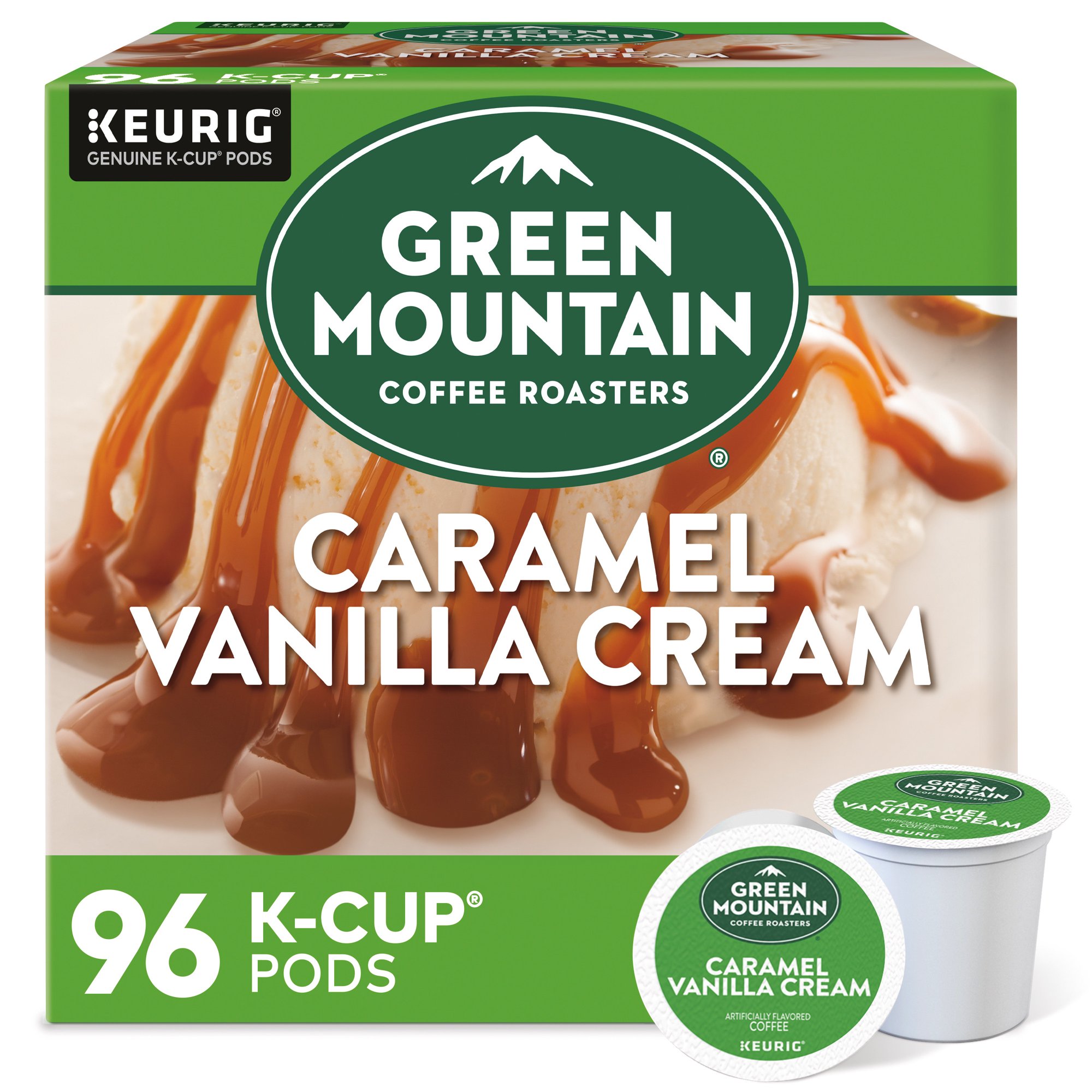 Green Mountain Coffee Roasters Caramel Vanilla Cream. Light Roast. 96 Count