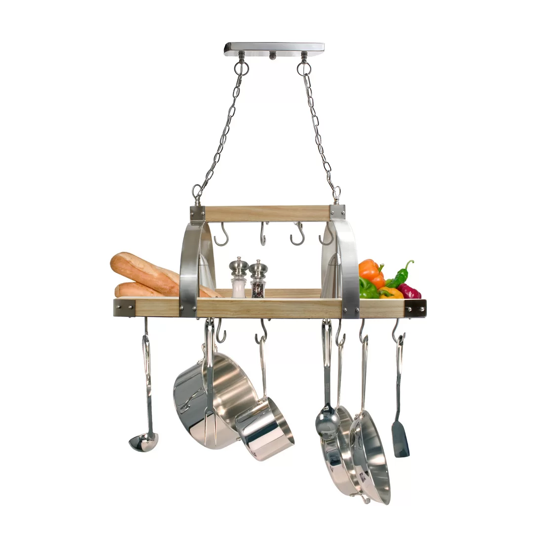 17 Stories Adrik 2 Light Kitchen Wood Pot Rack