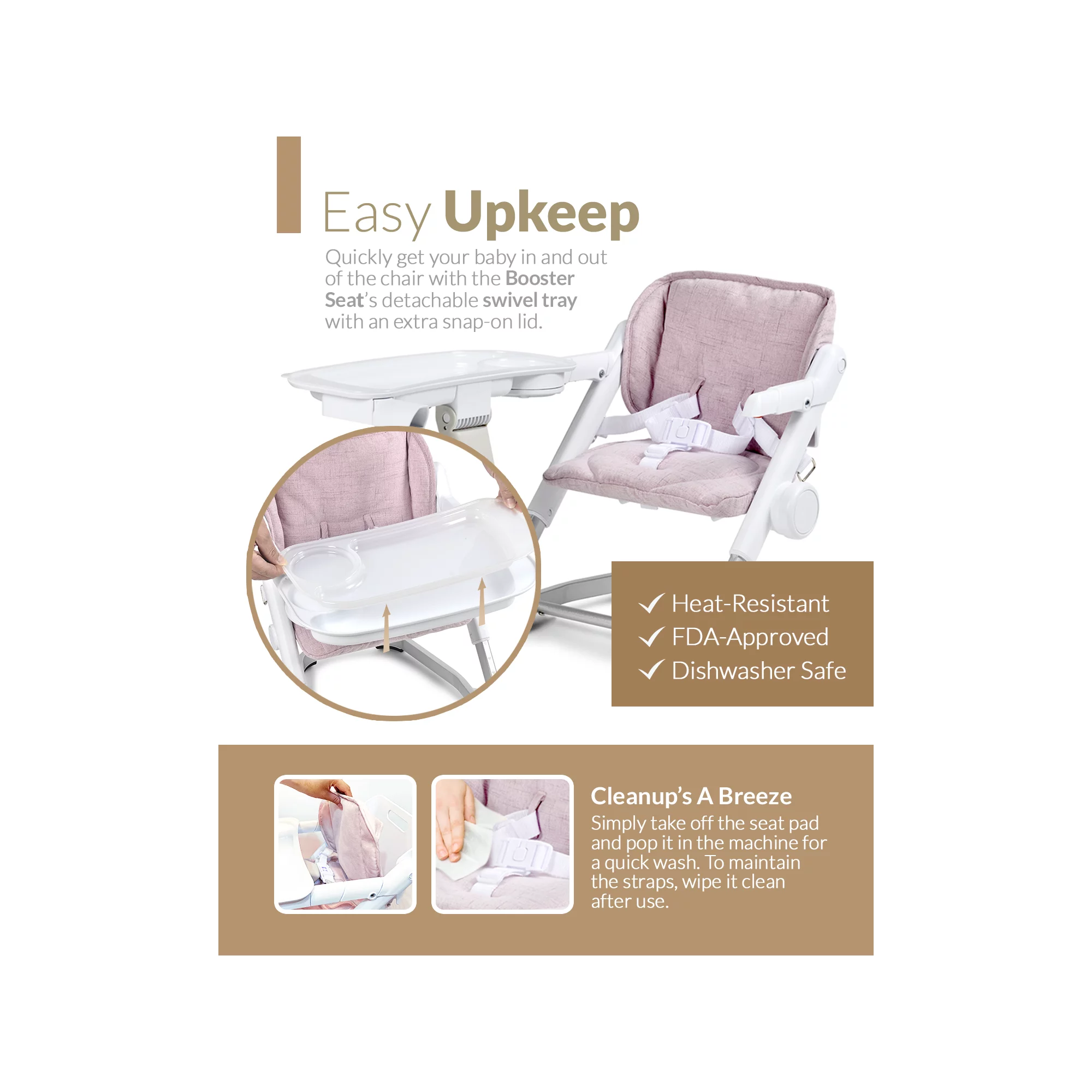 Unilove Feed Me 3-in-1 Dining Booster Seat for Infant and Toddler. Plum Pink
