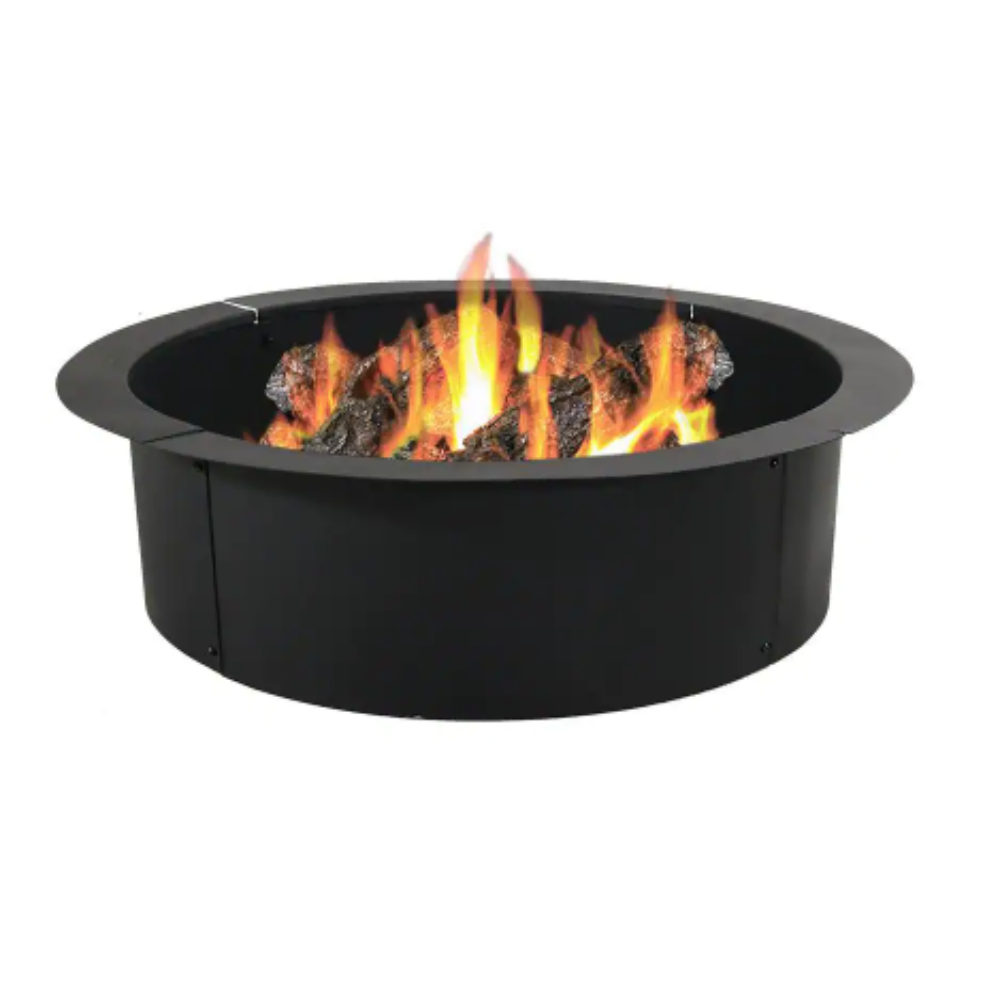 Sunnydaze Decor 30 in. Dia Round Steel Wood Burning Fire Pit Rim Liner
