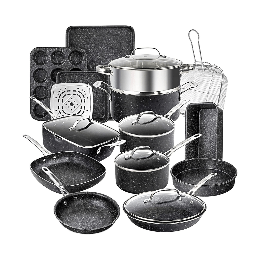 Granite Stone 20 Pcs Pots and Pans Set. Complete Cookware Bakeware Set