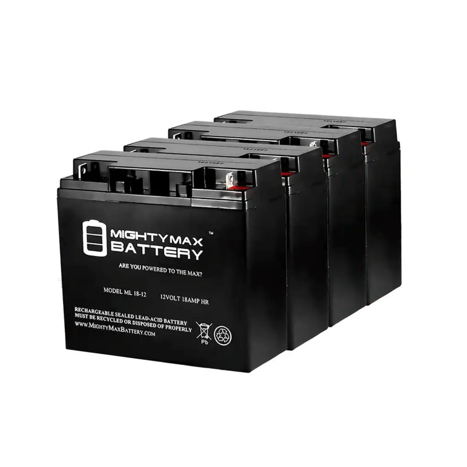 Mighty Max Battery 12-Volt 18 Ah SLA (Sealed Lead Acid) AGM Type Medical Mobility Replacement Battery (4-Pack)