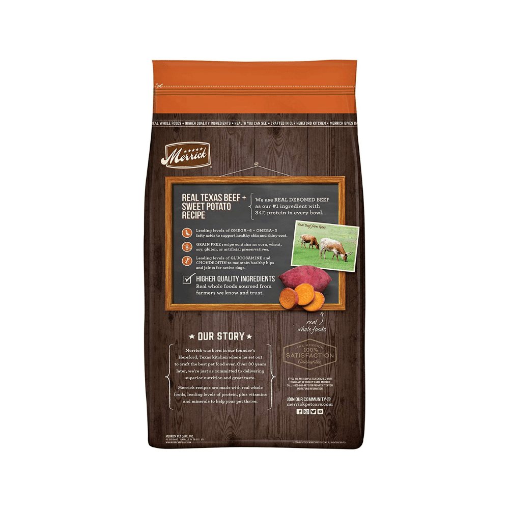 Merrick Grain Free With Real Meat Sweet Potato Dry Dog Food. 22 lbs