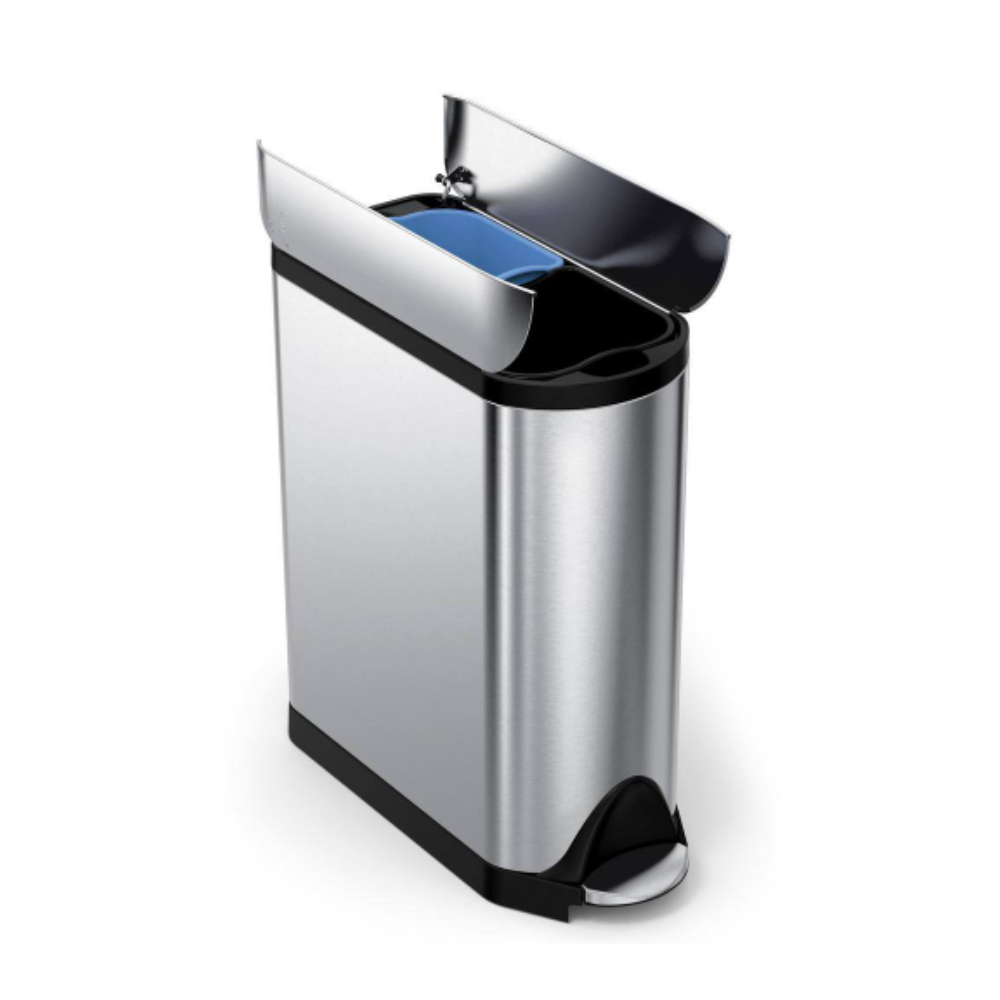 Simplehuman 40-Liter Fingerprint-Proof Brushed Stainless Steel Butterfly Step-On Recycling Trash Can
