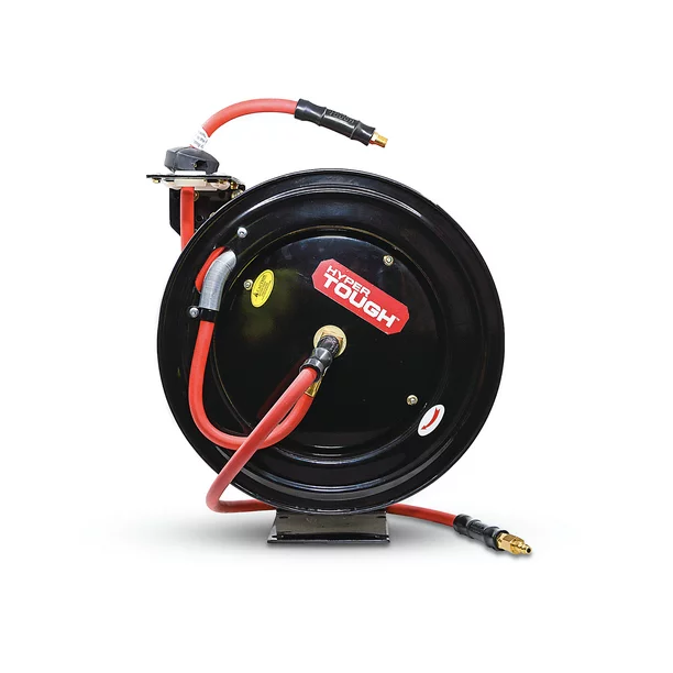Hyper Tough Heavy Duty Steel Hose Reel with 3/8in x 50ft Rubber Air Hose