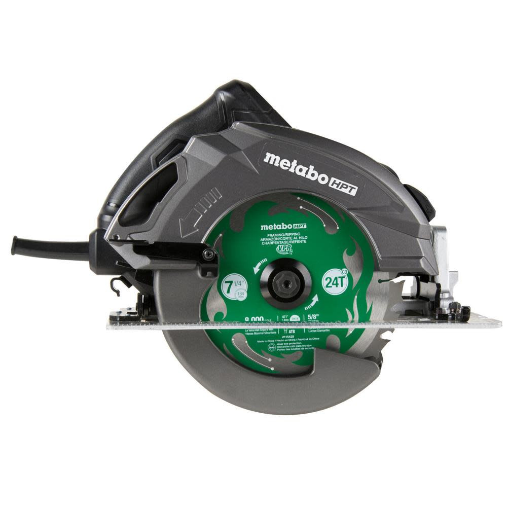 Metabo HPT 7-1/4 In. Pro Grade Circular Saw 15 Amp 6800 RPM Rip Max (C7URM)