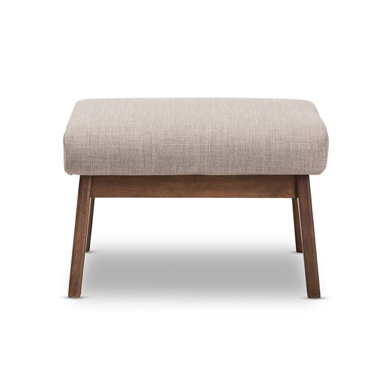 Baxton Studio Bianca Walnut Wood Light Gray Fabric Ottoman